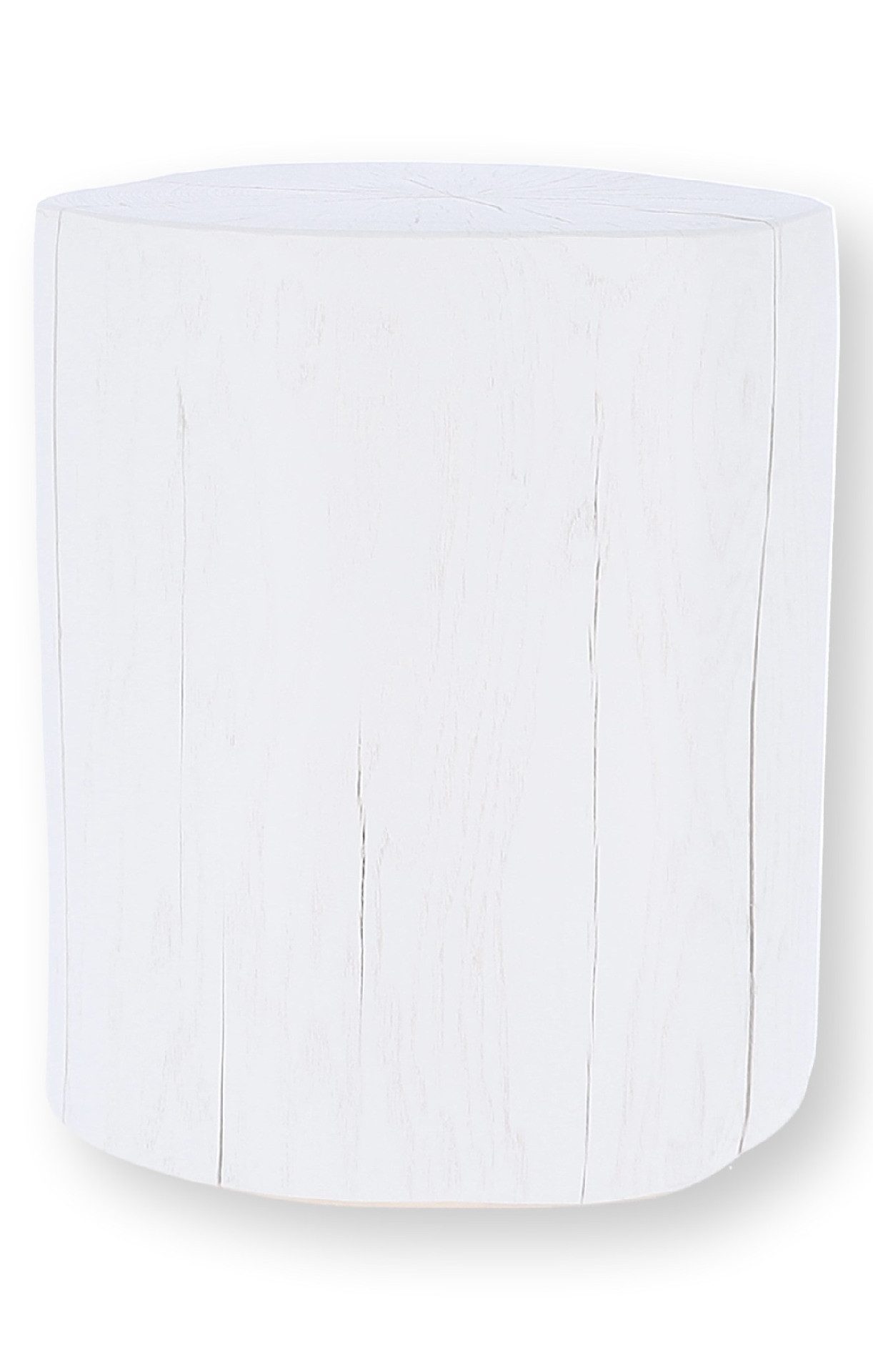 jankurtz Beistelltisch Block rund, Kernesche massiv, Weiß, H 38 cm
