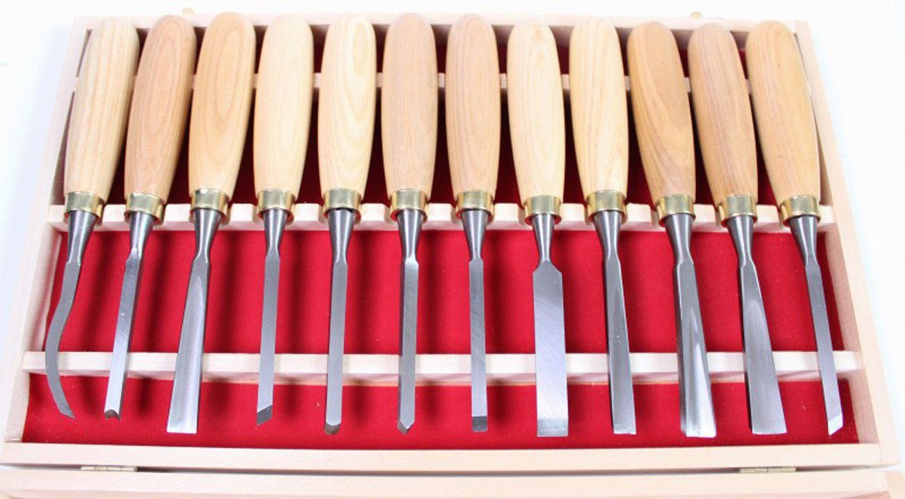 myMAW Drechselbank Schnitzwerkzeug 12-tlg Schnitzsatz Schnitzmesser Schnitz-Messer …