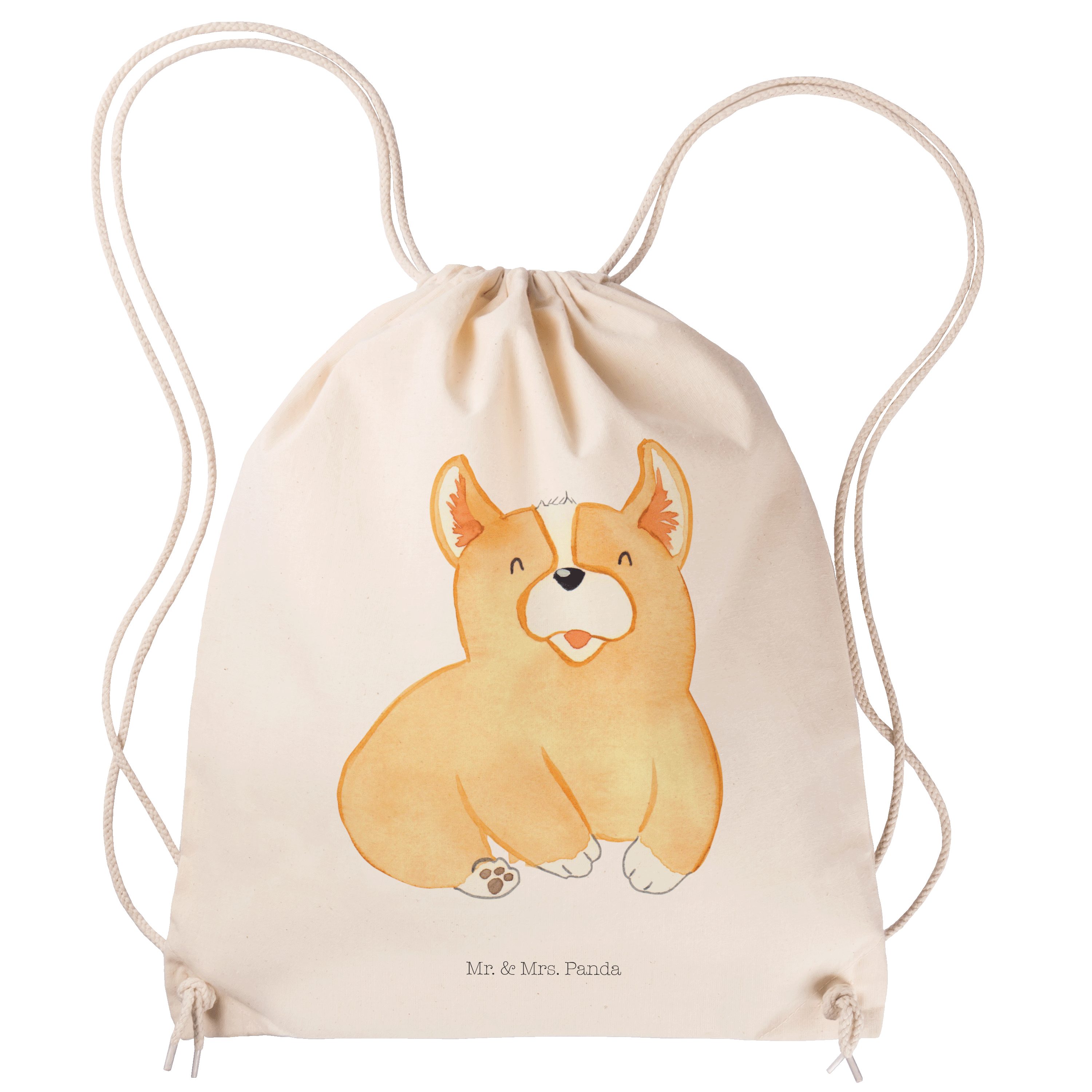 Mr. & Mrs. Panda Sporttasche Corgie - Transparent - Geschenk, süß, Beutel, Motivation, Hundemama, (1-tlg) | Canvas-Taschen
