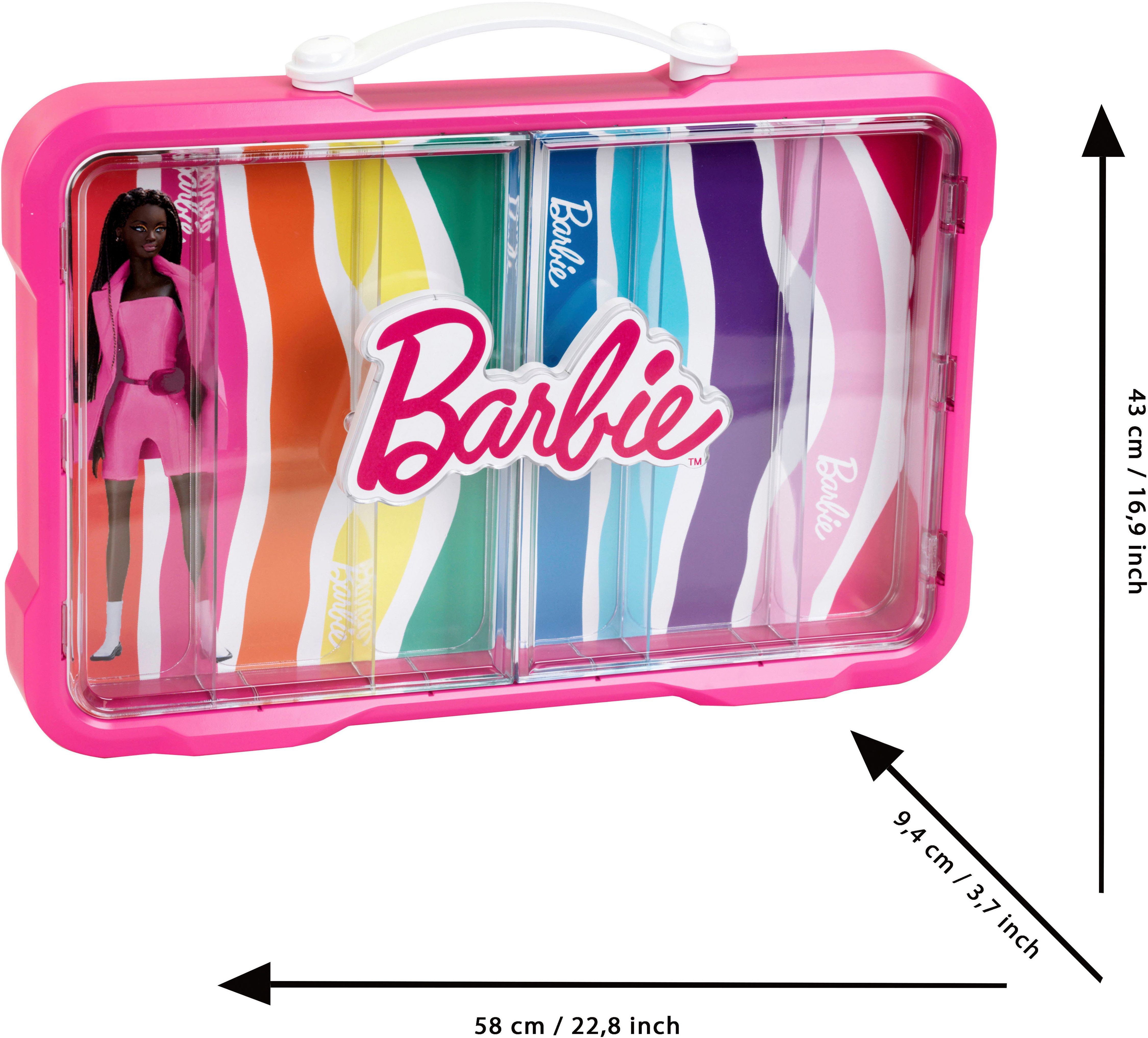 Small Barbie Collector's Case - Display Case for 6 Barbies, with illuminated Barbie logo