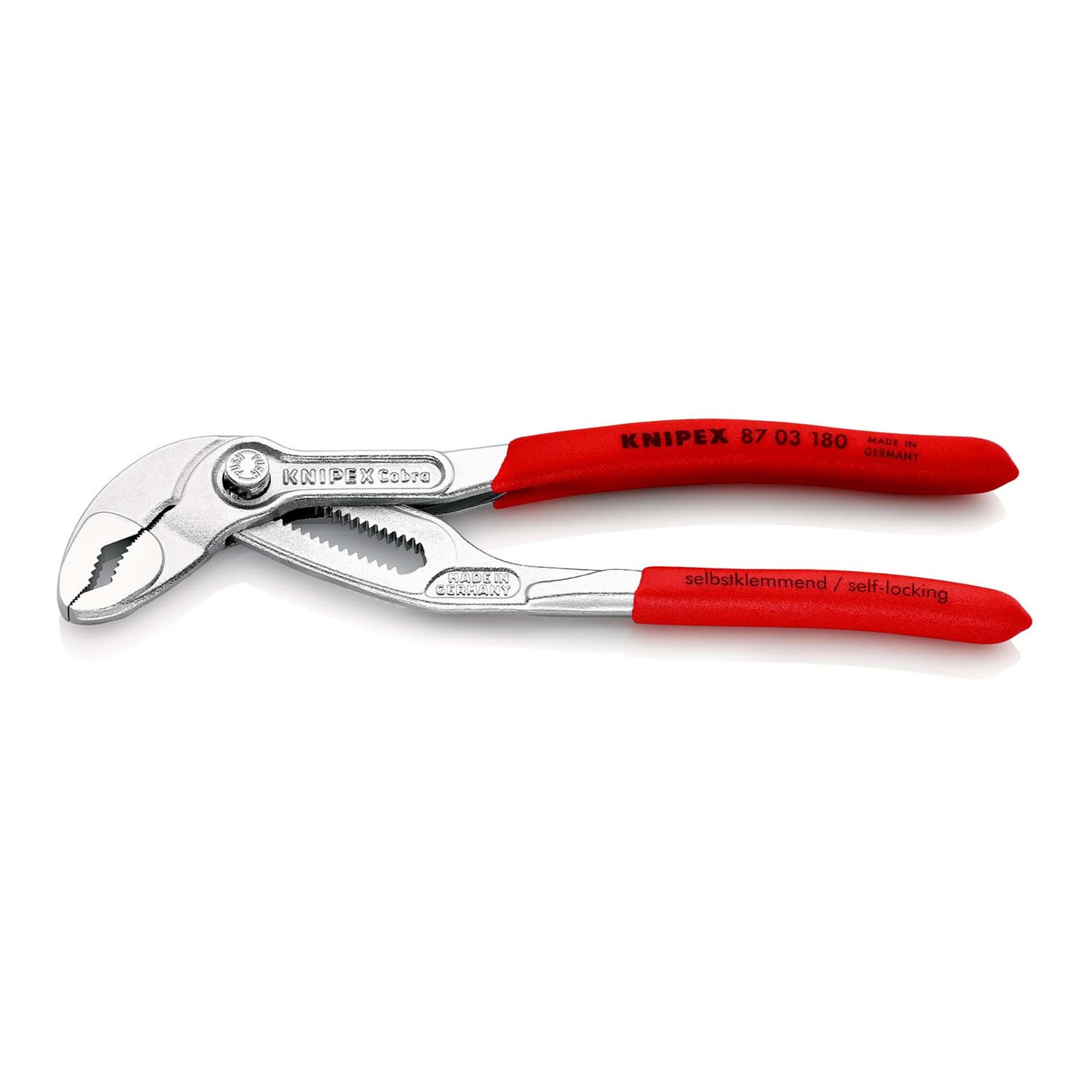 Knipex Wasserpumpenzange KNIPEX 87 03 180 Cobra® Hightech-Wasserpumpenzange mit rutschhemmendem