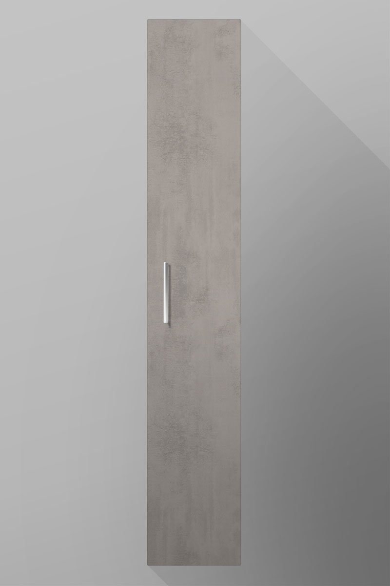 badselekt Hochschrank Badezimmerschrank Beton und 180 breit Einlegeböden cm 40 hoch mit Chrom-Stangengriff wandhängend Tür mit 5 cm 1