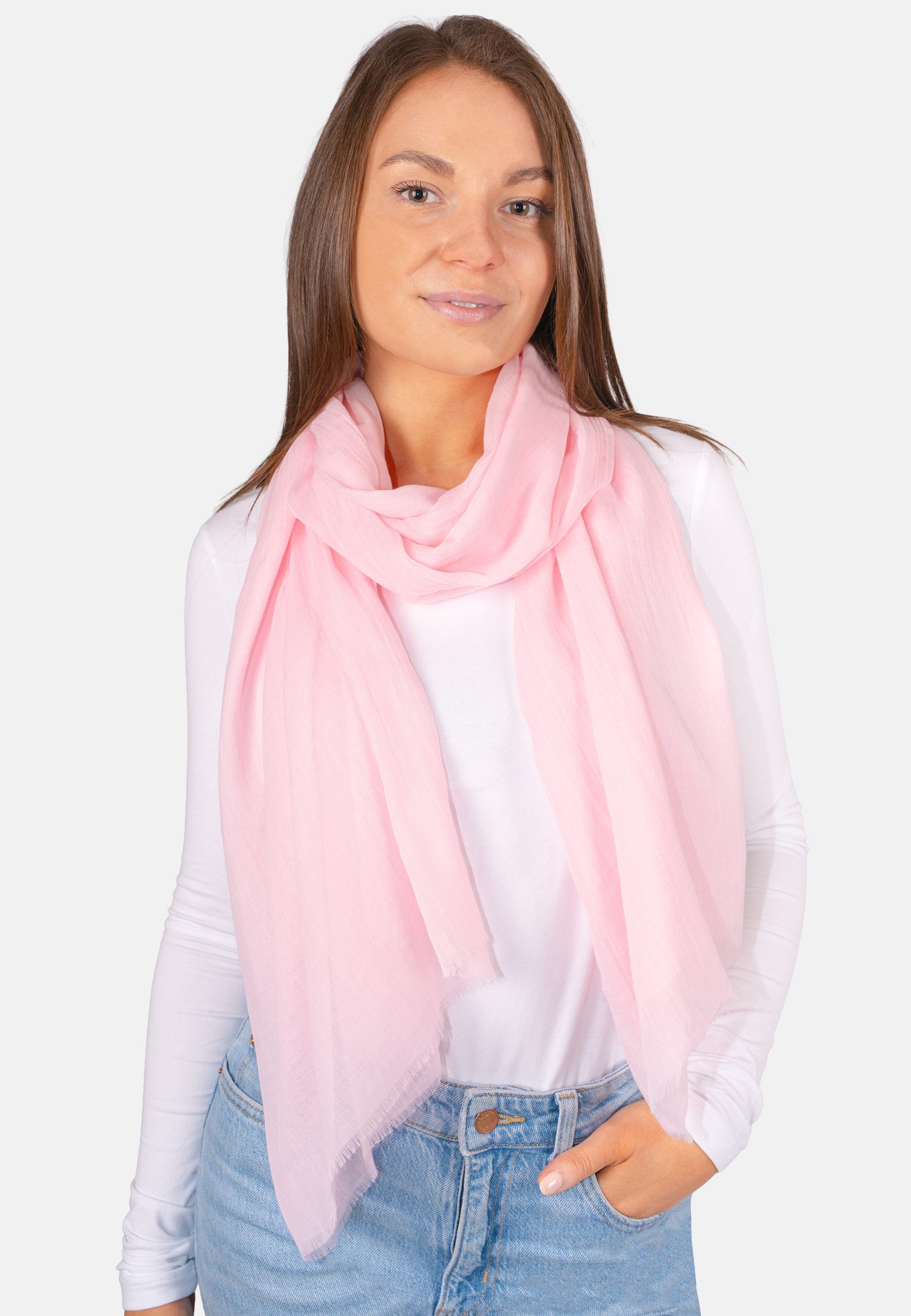 Seasons of April Seidenschal Alessandra Schal, Elegant, dünn, leicht & weich: Uni Damen Schal mit kurzen Fransen