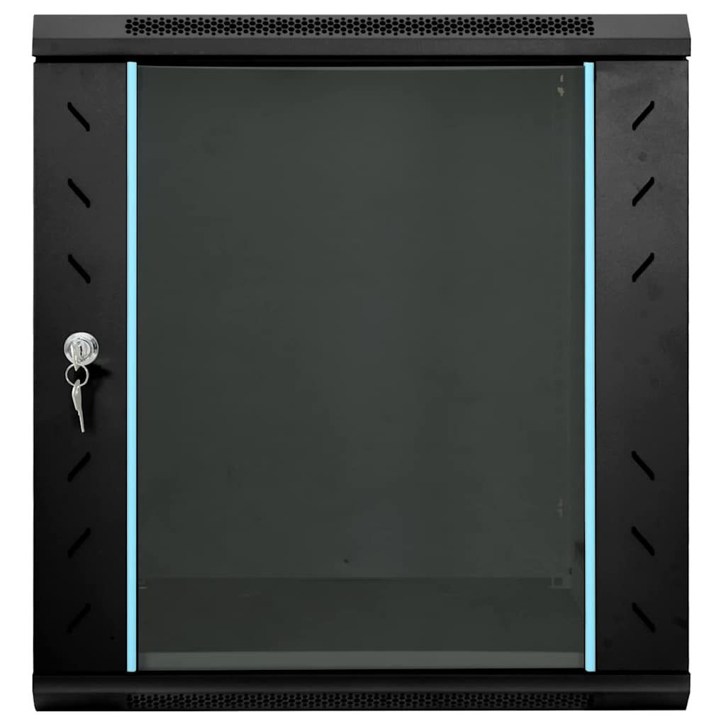 vidaXL Netzwerkschrank mit Speicher Schwarz 60 x 45 x 65 cm Stahl Netzwerk-Adapter