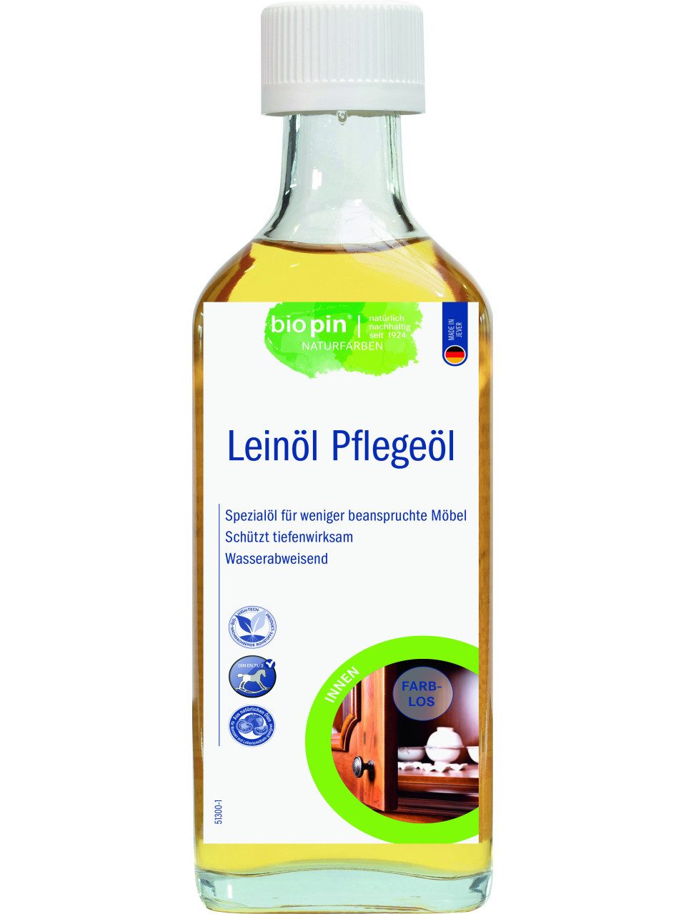 Bio Pin Holzöl Biopin Naturfarben Leinöl Pflegeöl 250 ml farblos
