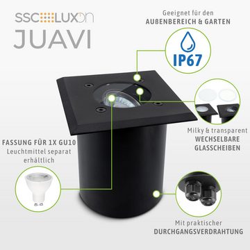 SSC-LUXon LED Gartenstrahler Bodeneinbaustrahler JUAVI quadratisch schwarz IP67 GU10 230V