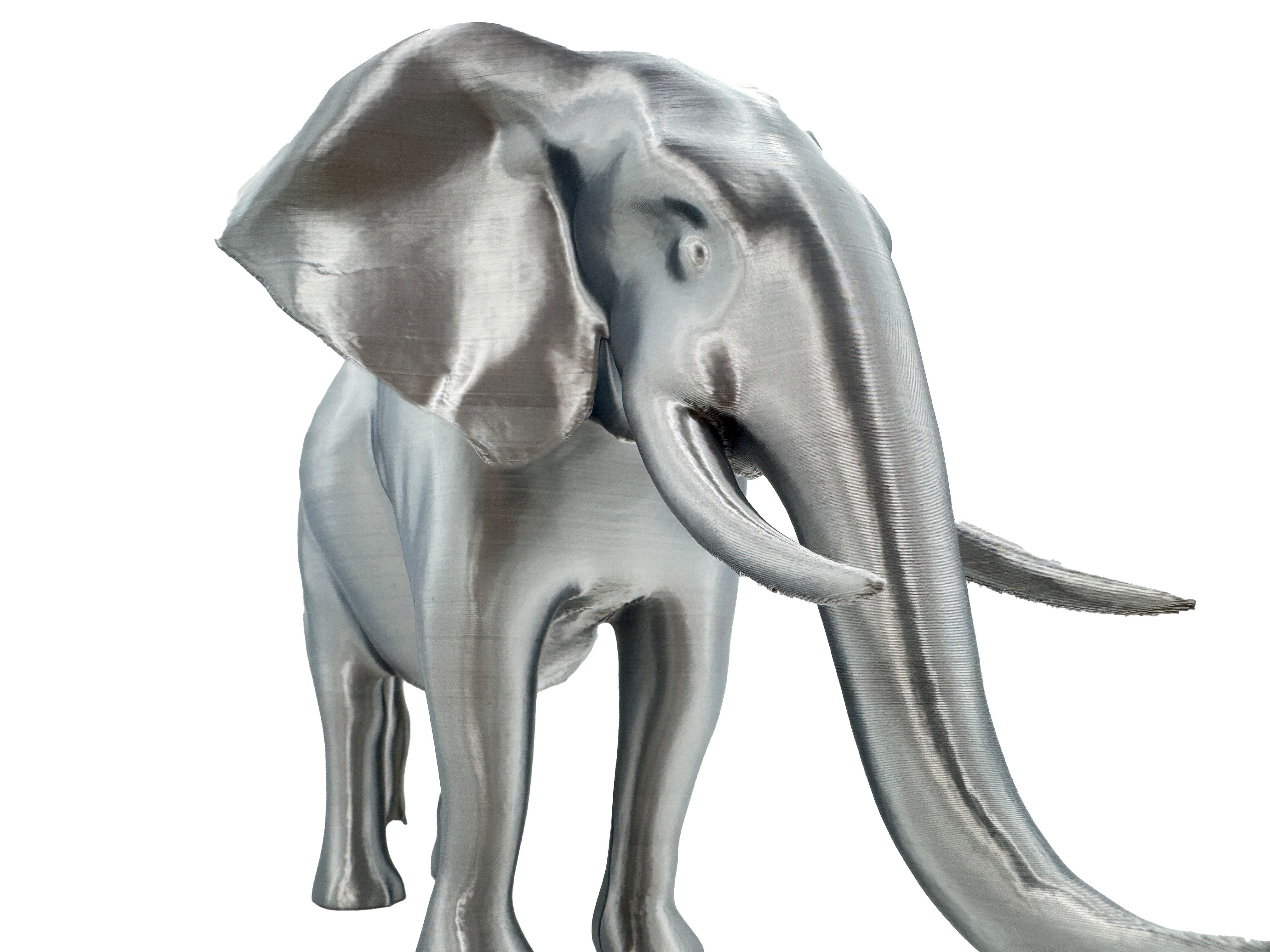 eXODA Skulptur Elefant stehend Figur cm Statue Figur Skulptur groß (1x Skulptur, 1 St., Silberner Elefant stehend)