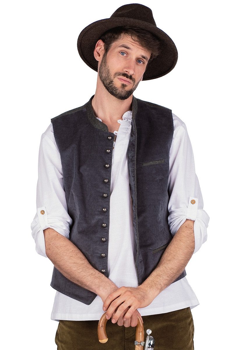 Trachtenweste Cordweste - NICO - grau/loden, mustard/loden