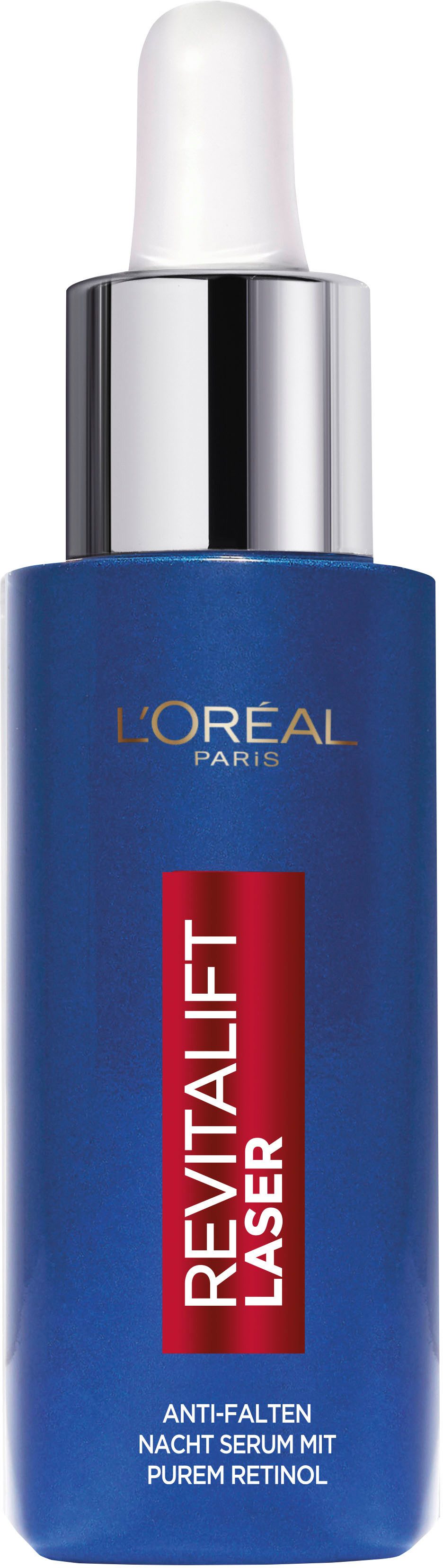 L'ORÉAL PARIS Gesichtsserum REVITALIFT LASER ANTI-FALTEN NACHT SERUM, mildert Falten, mit Retinol, mit Pipette