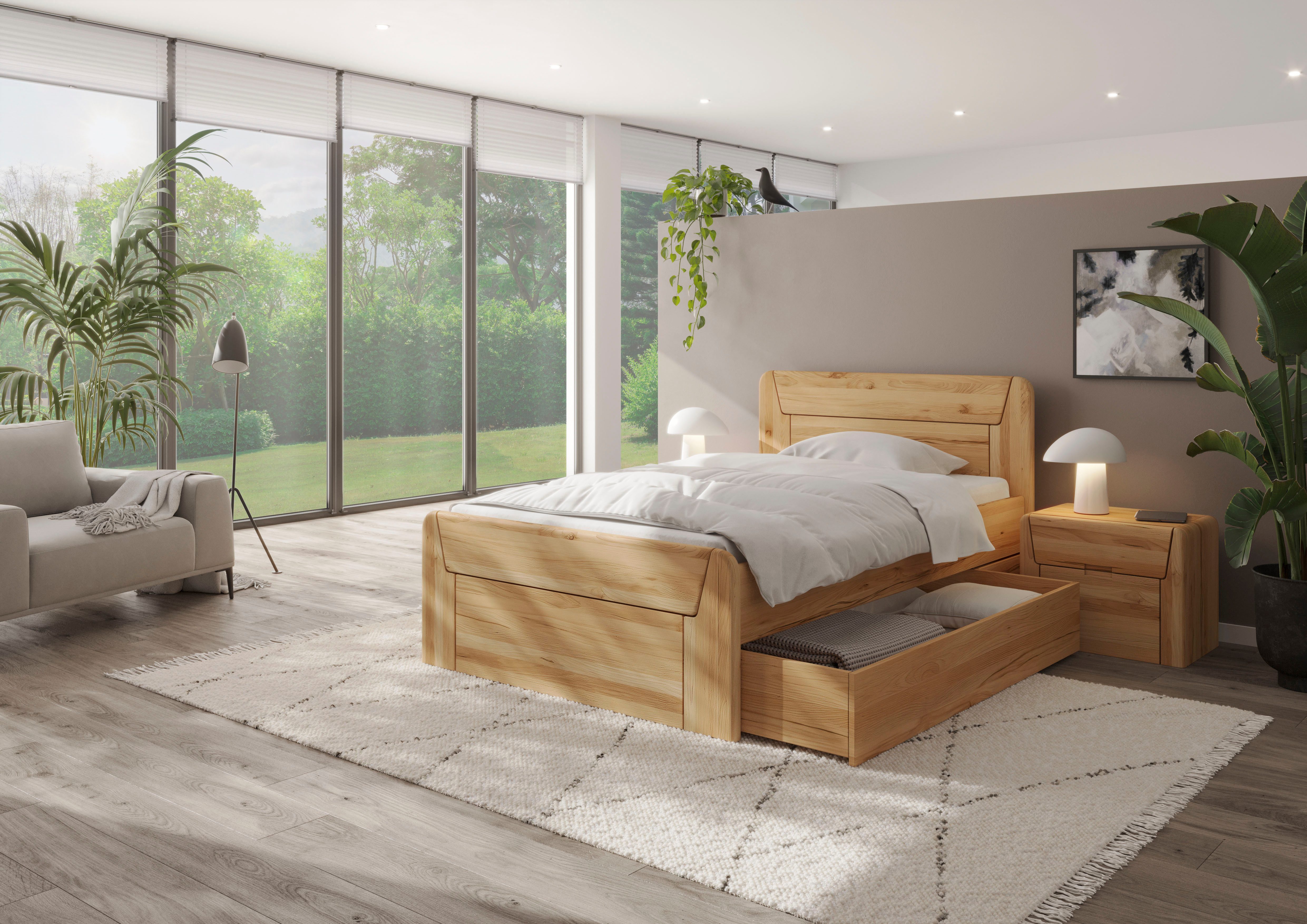 Home affaire Massivholzbett Vouillé ausgestattet mit einem Bettschubkasten, günstig online kaufen