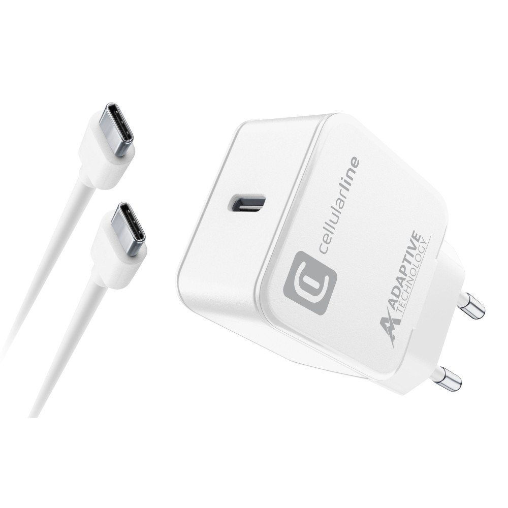 Cellularline USB-C Charger Kit für Samsung 15W White Ladegerät mit USB-Ladegerät