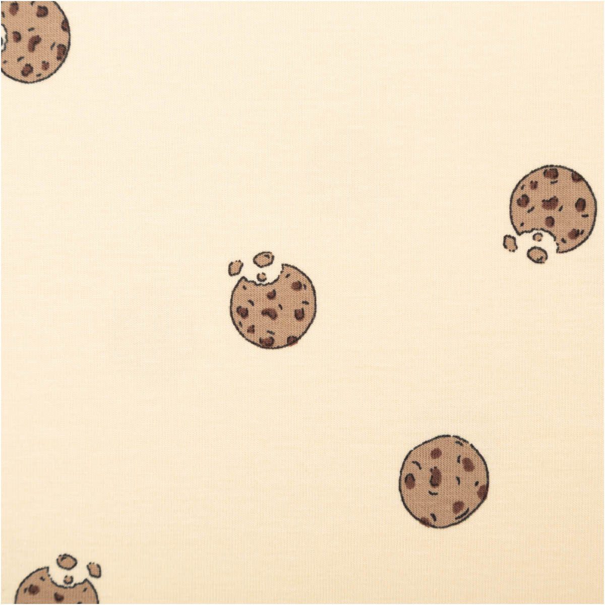 SCHÖNER LEBEN. Stoff Jersey Stoff Meterware Baumwolljersey Cookies beige braun 150cm, allergikergeeignet