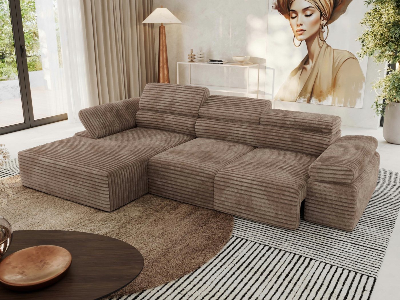 MKS MEBLE Ecksofa RILASSO L, Set, moderne Ecksofa, Wellenfedern, Polyurethanschaum, Ecksofa elektrisch, L-Form, Sitztiefenverstellung, Relaxfunktion