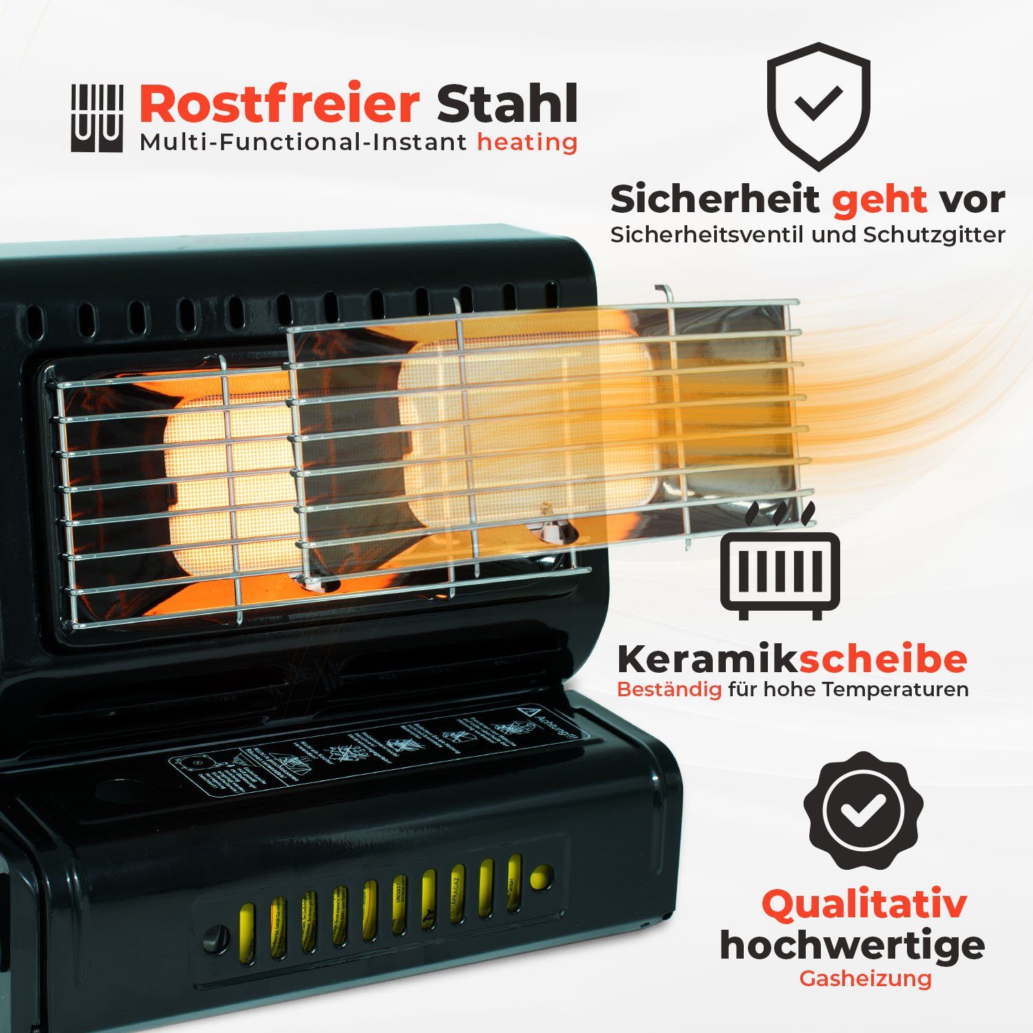Sparsando Heizgerät Heizstrahler Tragbare Gasheizung, Gasheizung für Outdoor Gasheizer, Gasheizung Camping,Heizung Ohne Strom,Gasheizstrahler mit 8 Kartuschen