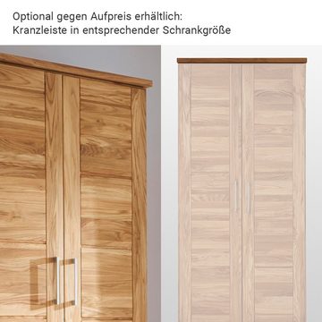 Lomadox Kleiderschrank NORDDEICH-137 Wildeiche massiv, 2 Türen, 2 Türen mit Spiegel