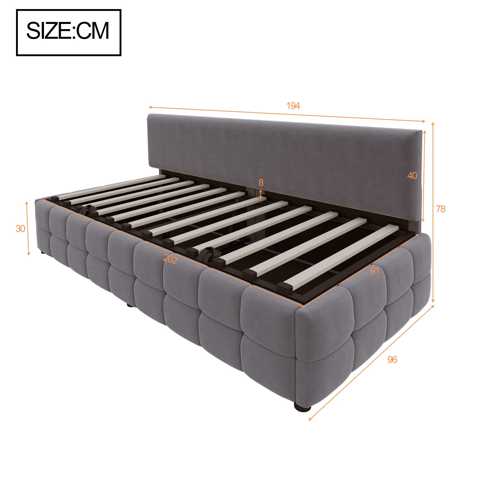Odikalo Schlafsofa Polsterbett Sofabett Stauraumbett 90*200 cm Hydraulisch Mehrfarbig