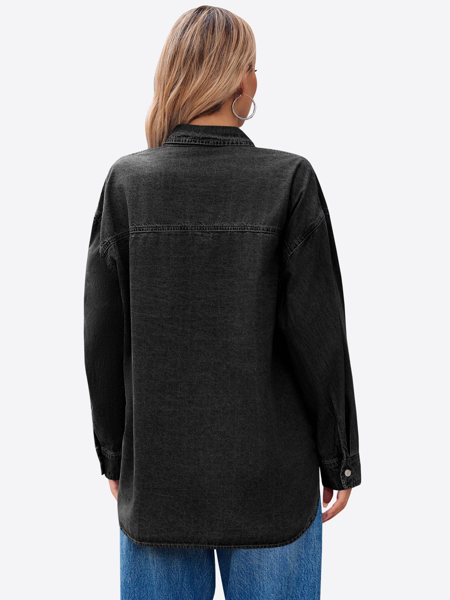 Imily Bela Jeansbluse Damen Lässig Boyfriend Jeansjacke Denim Oberteil (Pac günstig online kaufen