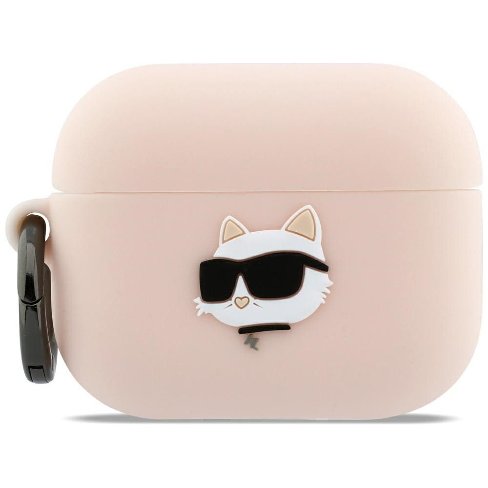 KARL LAGERFELD Kopfhörer-Schutzhülle Ohrhörerhülle Schutzetui Karabinerhülle, 3D-Motiv, Karabiner, Silikon, stoßfest