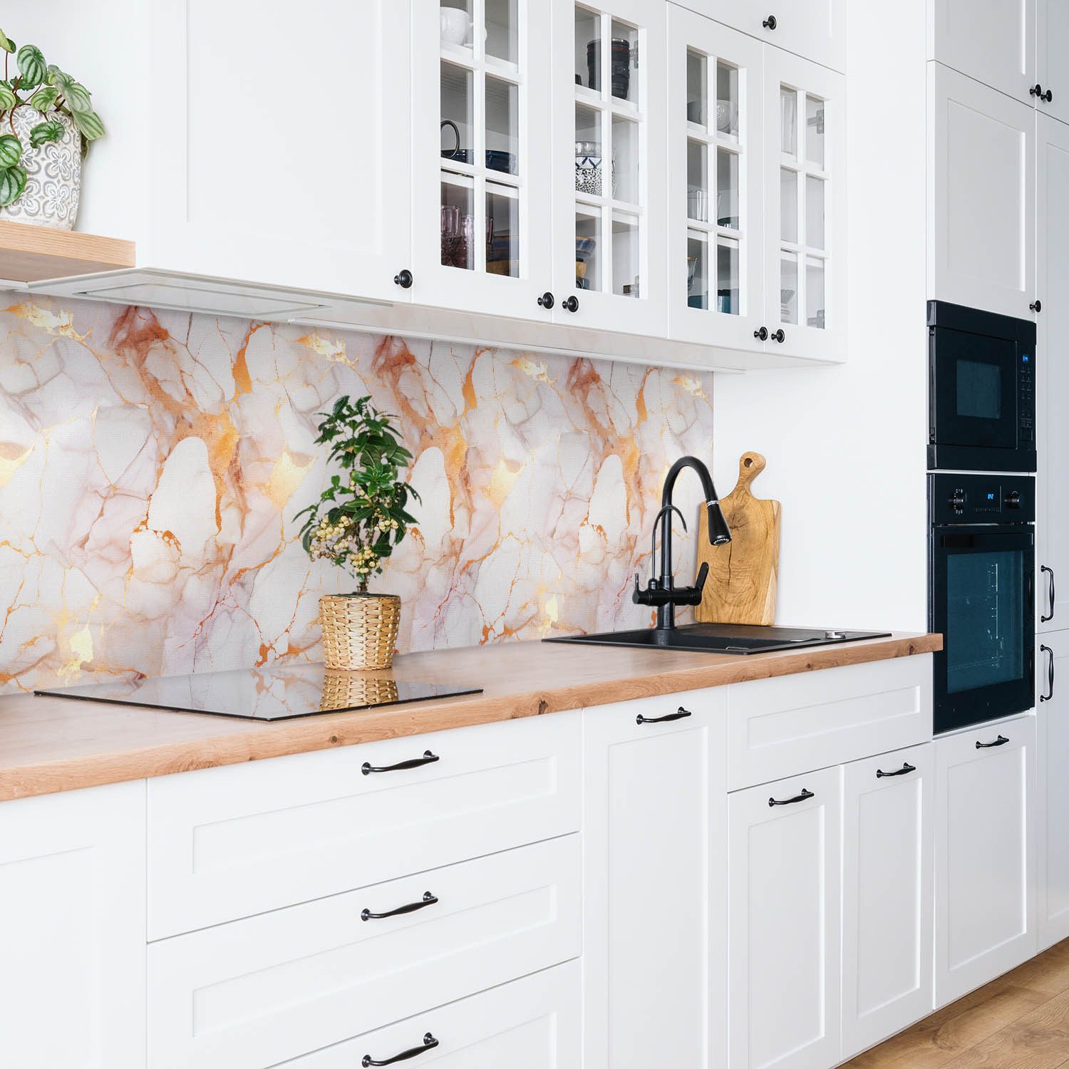 Tulup Wandpaneel Wandverkleidung Goldener Marmor 100x50cm Vinylfliesen Spritzschutz, (1-tlg)