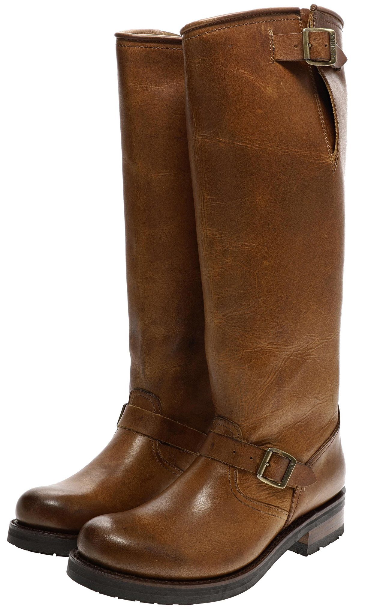 Sendra Ботинки CHIQUITA-28 16084 Braun Bikerboots Rahmengenähter Damen Lederstiefel