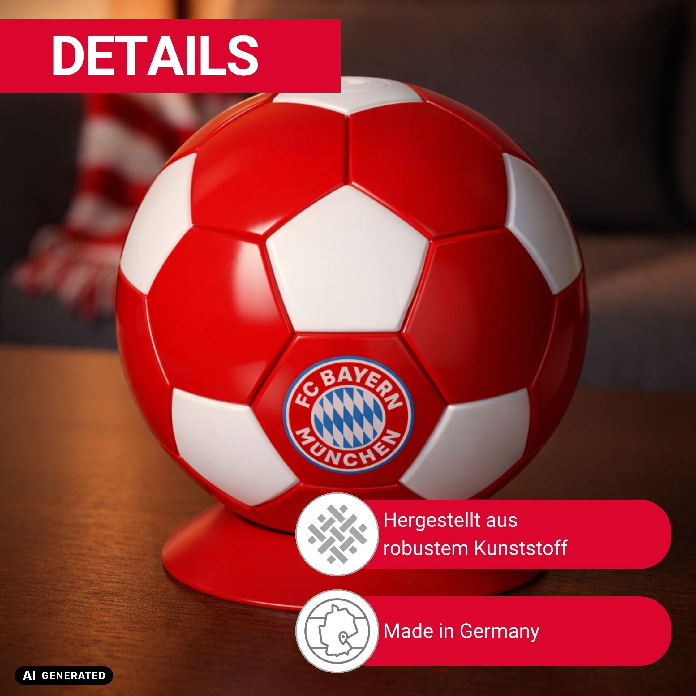 elasto Servierplatte Serveball 'Victory' FC Bayern München Fanartikel für Snacks & Getränke – Bild 2 von 5