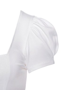 LASCANA Kurzarmshirt aus gerippter Ware, T-Shirt mit leichten Puffärmeln, casual-elegant