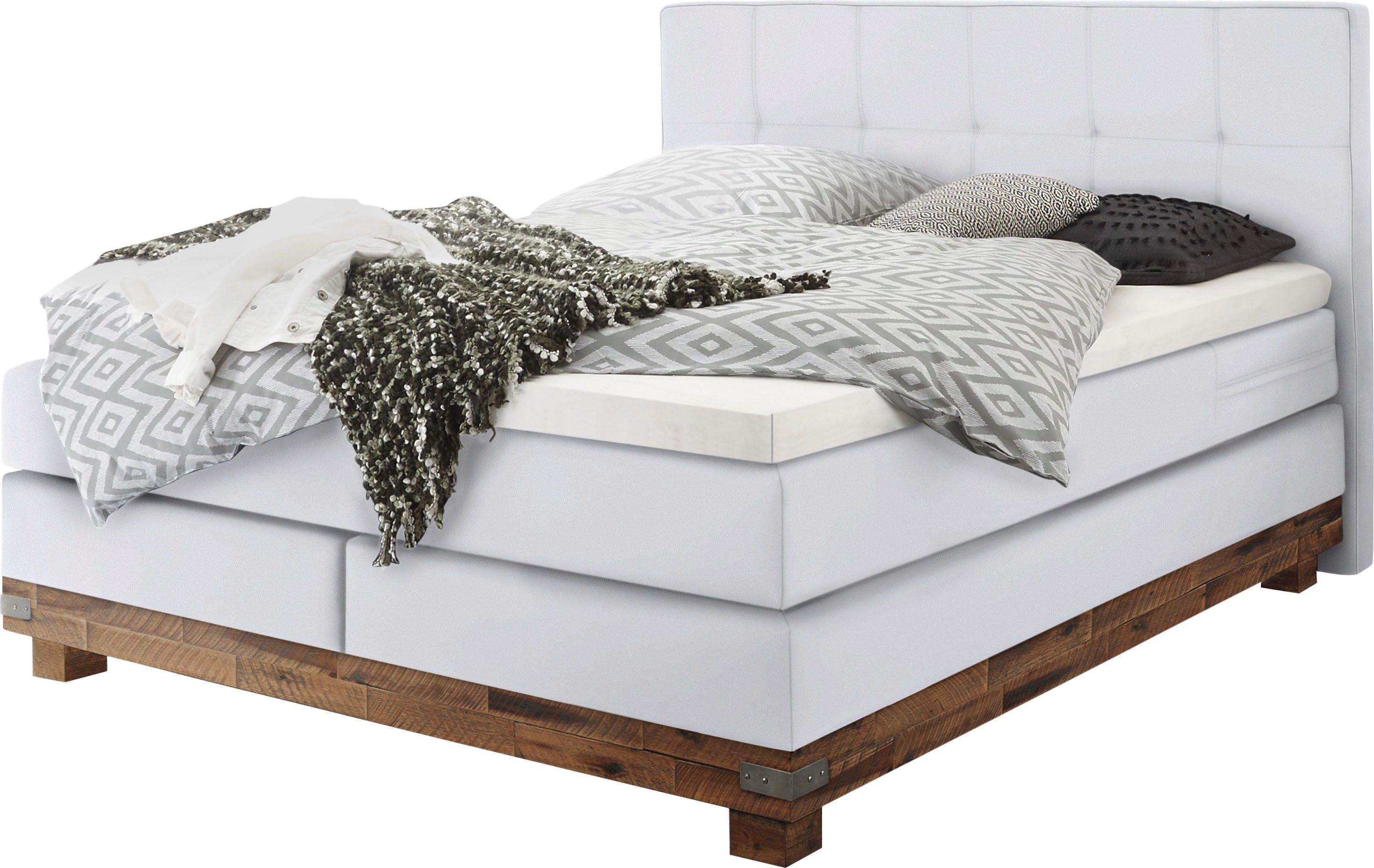 HASENA Boxspringbett Boston, Massivholz-Sockel, Punktsteppung im günstig online kaufen