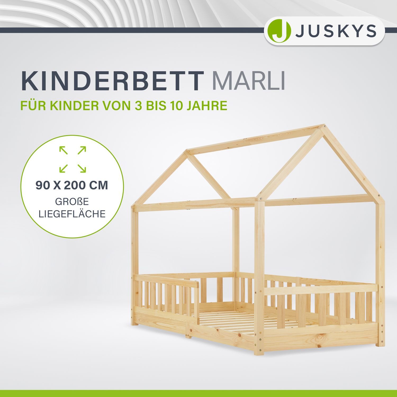 Juskys Kinderbett Marli, 90x200 cm, 3 günstig online kaufen