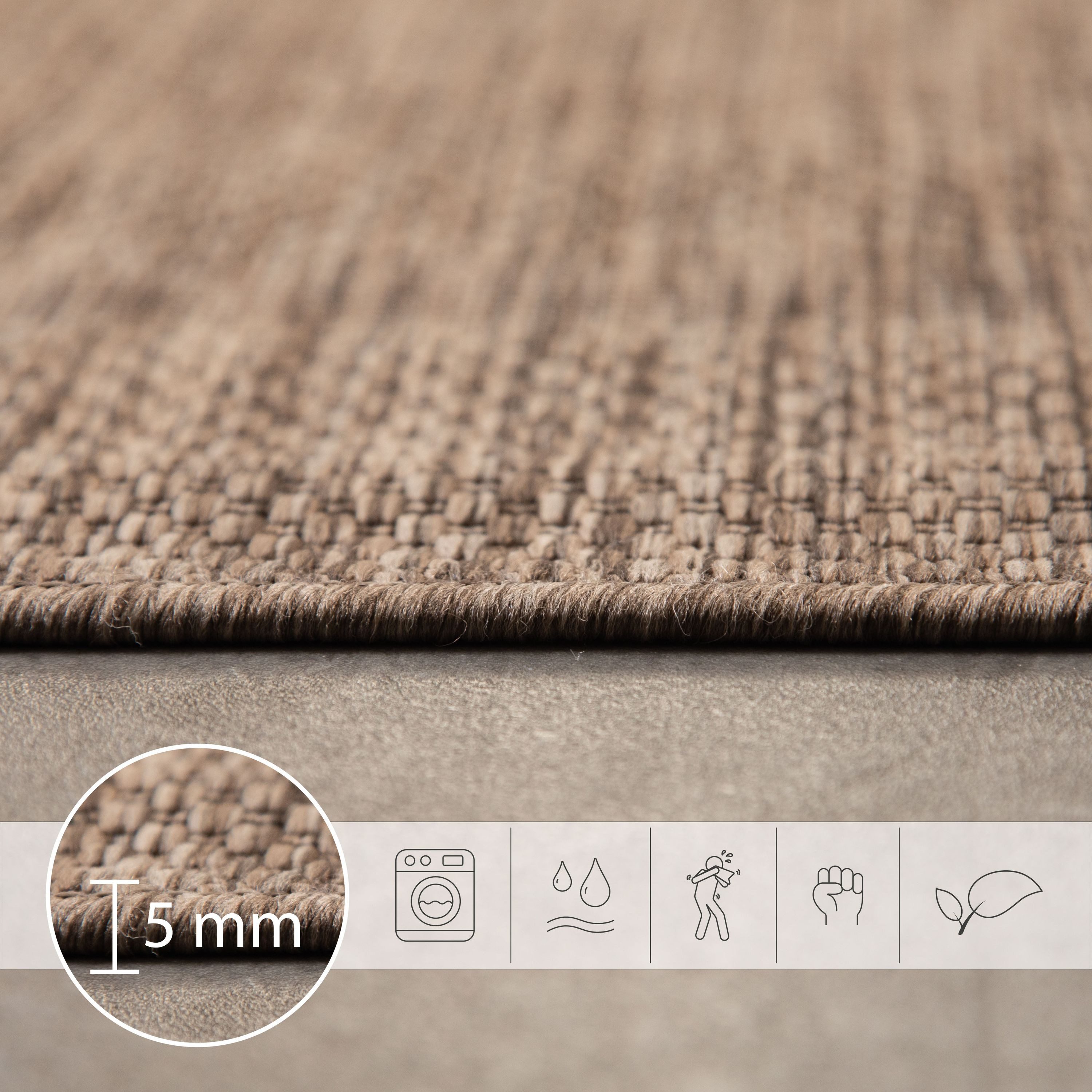 SIMPEX24 Outdoorteppich Unicolor - Einfarbig, Läufer, Höhe: 5 mm, Teppich Wetterfest Balkon Küchenteppich Flachgewebe Sisaloptik