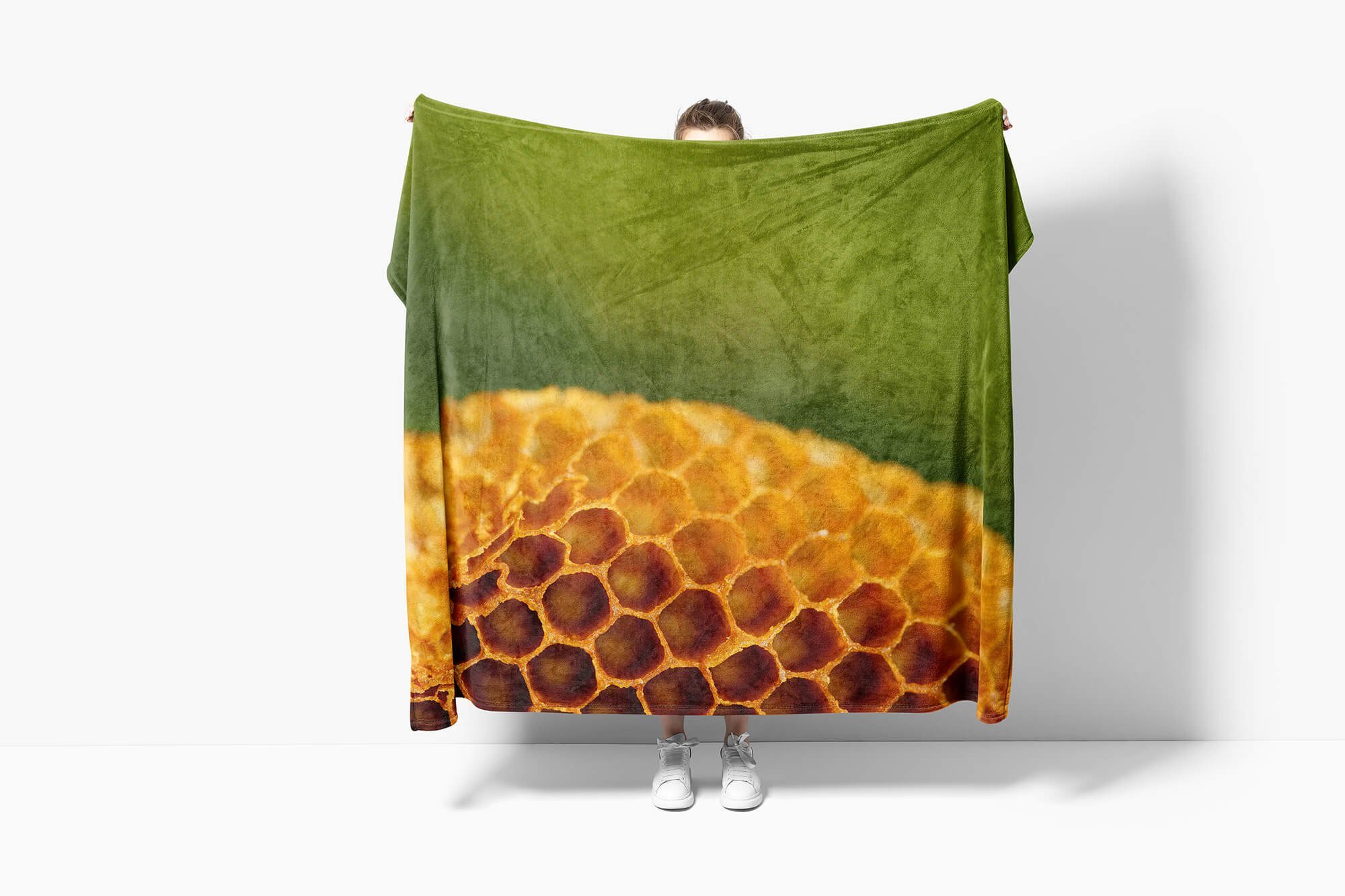 Honigwachs B, Honig (1-St), mit Fotomotiv Handtuch Saunatuch Handtuch Strandhandtuch Kuscheldecke Handtücher Baumwolle-Polyester-Mix Sinus Art