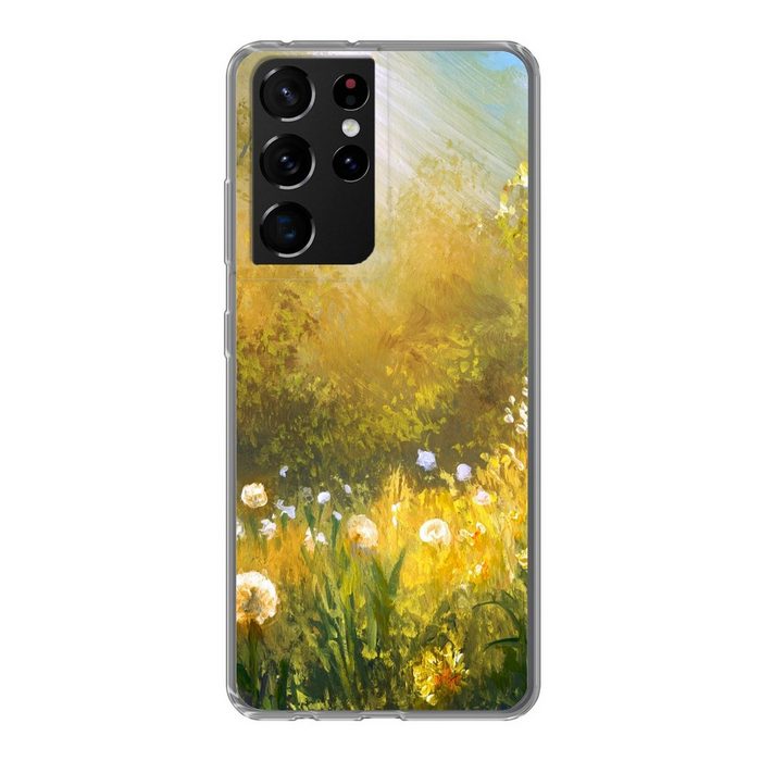 MuchoWow Handyhülle Blumen - Sommer - Aquarell Phone Case Handyhülle Samsung Galaxy S21 Ultra Silikon Schutzhülle
