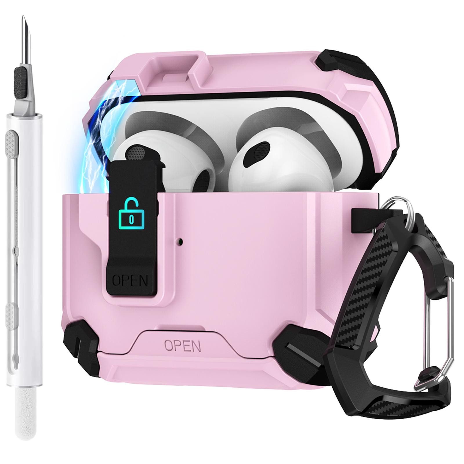 CoolGadget Kopfhörer-Schutzhülle für Apple AirPods 1 und 2 Kunststoff, Stoßfest Ständer Clip Karabiner MagSafe Case Schutz Cover