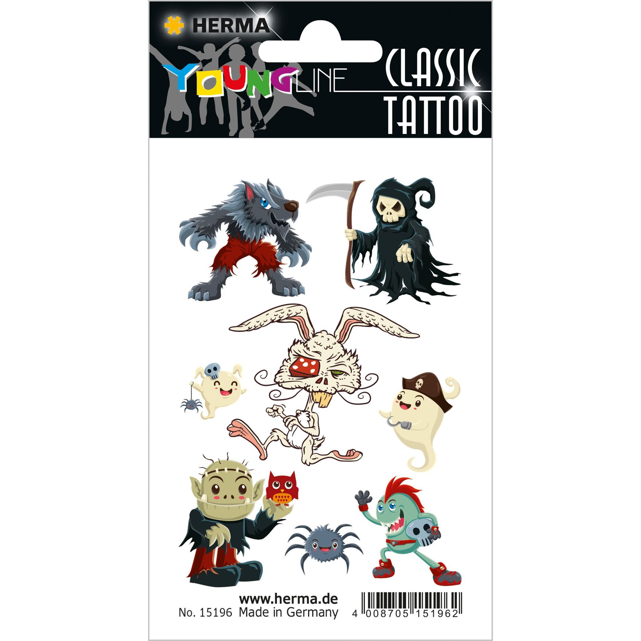 Etikettenpapier Herma Tattoo Classic Transferfolie Zombies 1 Bl 8 Tattoos