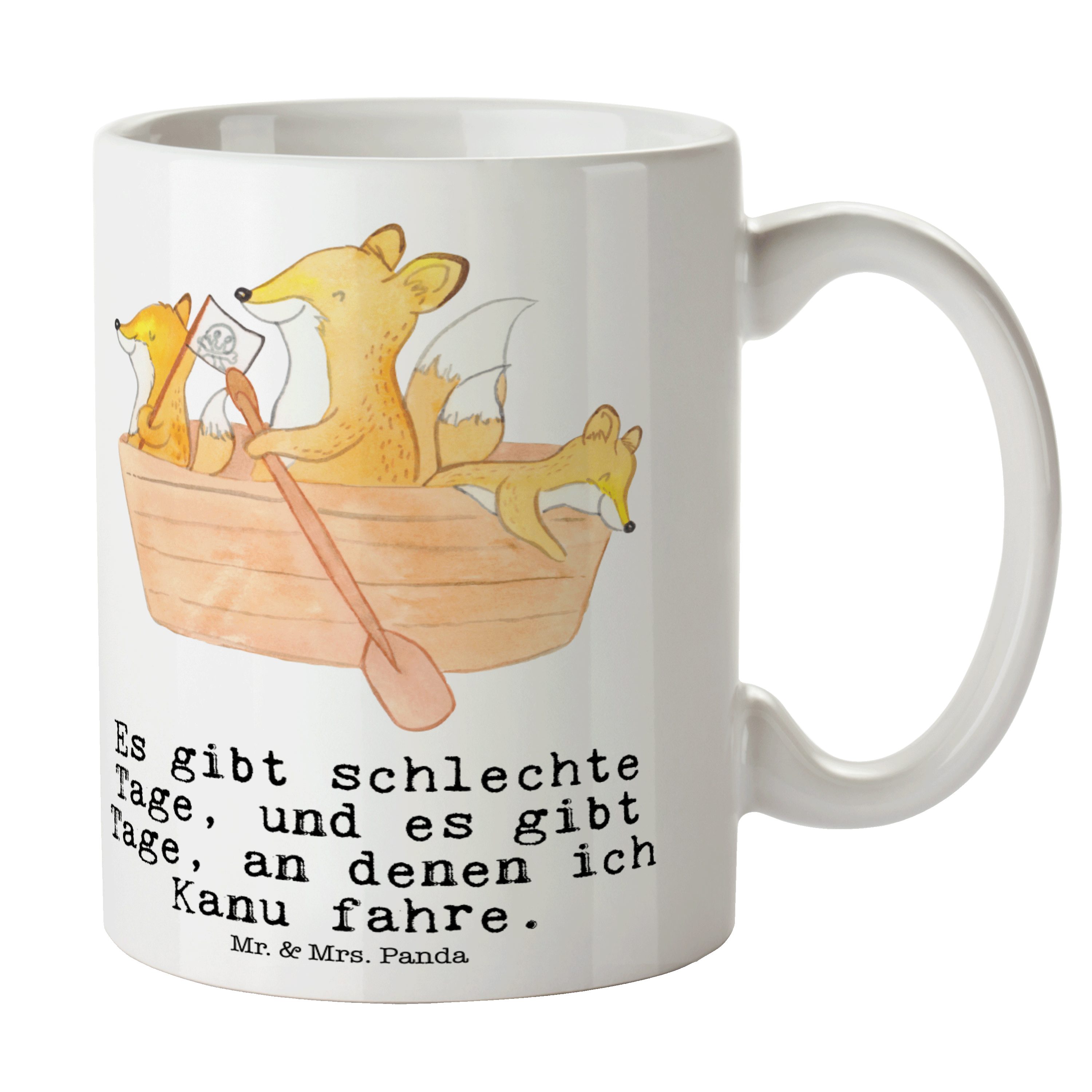 Mr. & Mrs. Panda Tasse Fuchs Kanufahren Weiß Geschenk, Hobby, Tasse