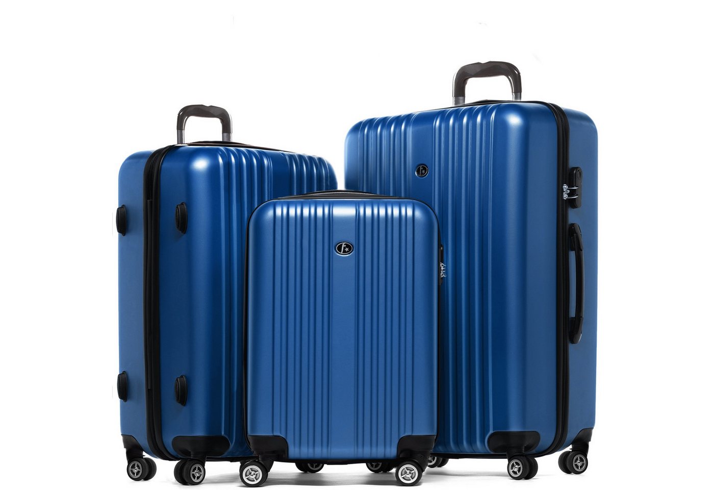 FERGÉ Kofferset Hartschale 3 teilig Koffer Set TOULOUSE, 4 Rollen, (3er Kofferset stabil und leicht mit Zahlenschloß, 3 tlg., Hartschalen-Trolley Set 3 Größen Handgepäck Koffer M XL), Trolley 3er Koffer Set, Reisekoffer 4 Rollen, Premium Rollkoffer