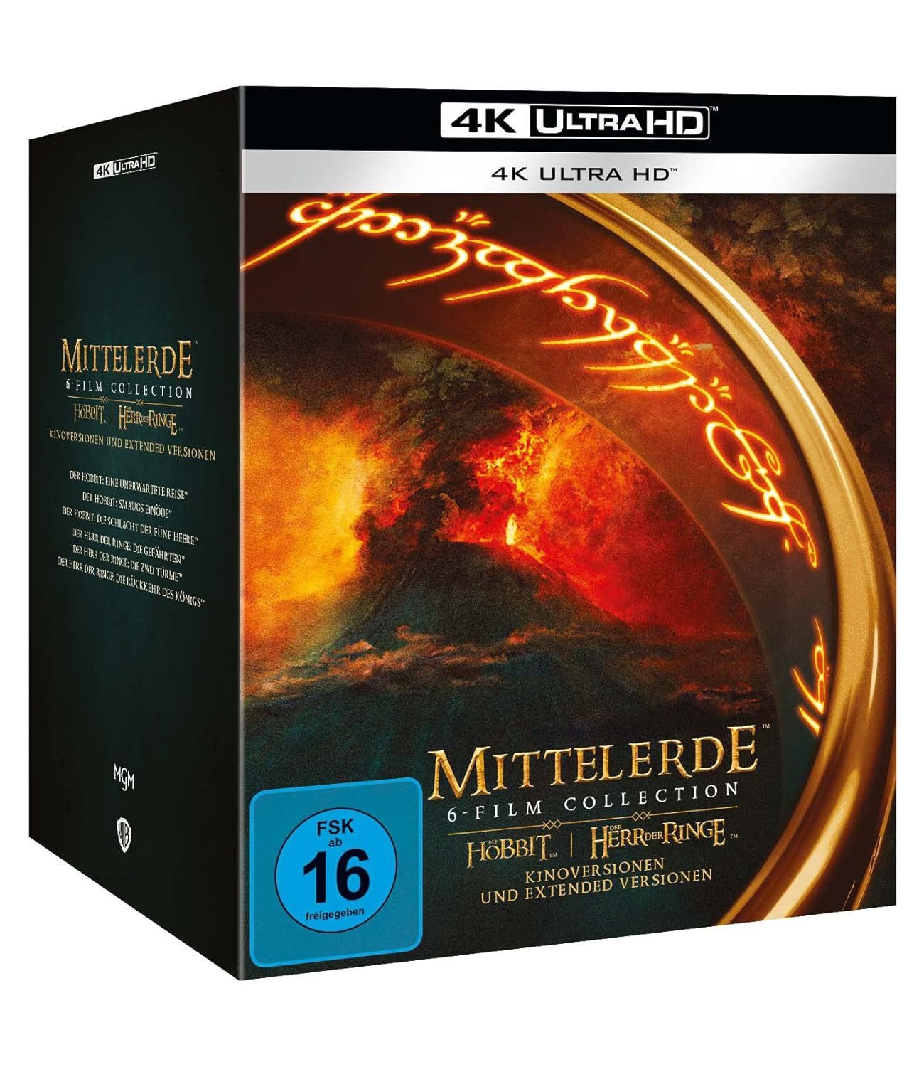 Warner Bros. Blu-ray 4K Ultra HD Mittelerde 6-Film Collection Hobbit und Herr Der Ringe, (6-St), Kinofassungen und Extended Versionen