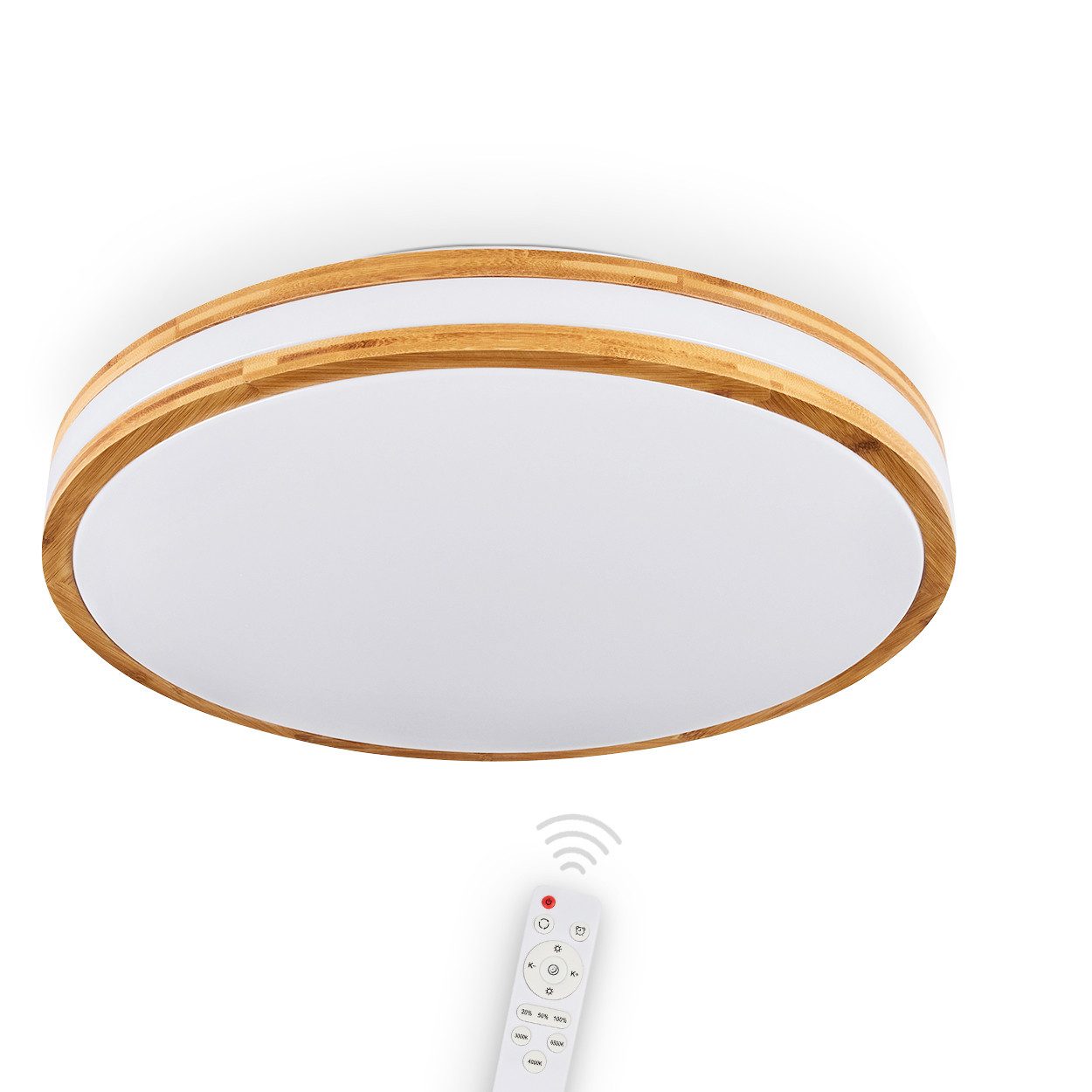 hofstein Deckenleuchte Deckenpanel aus Metall/Kunststoff/Bambus in Weiß/Nat günstig online kaufen