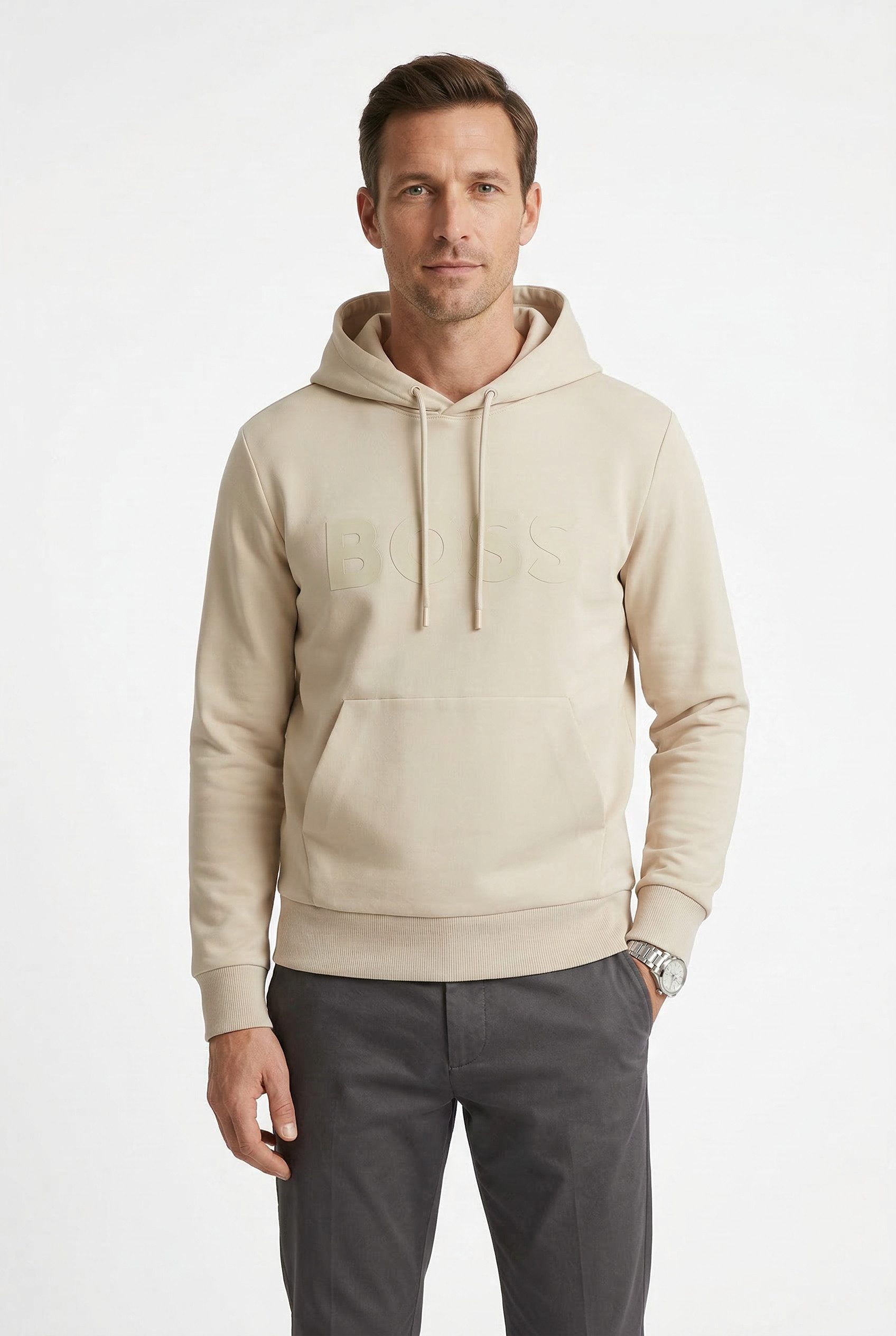 BOSS GREEN Hoodie Soody Regular Fit, Kapuze mit Kordel, Kängurutasche, Logo-Druck