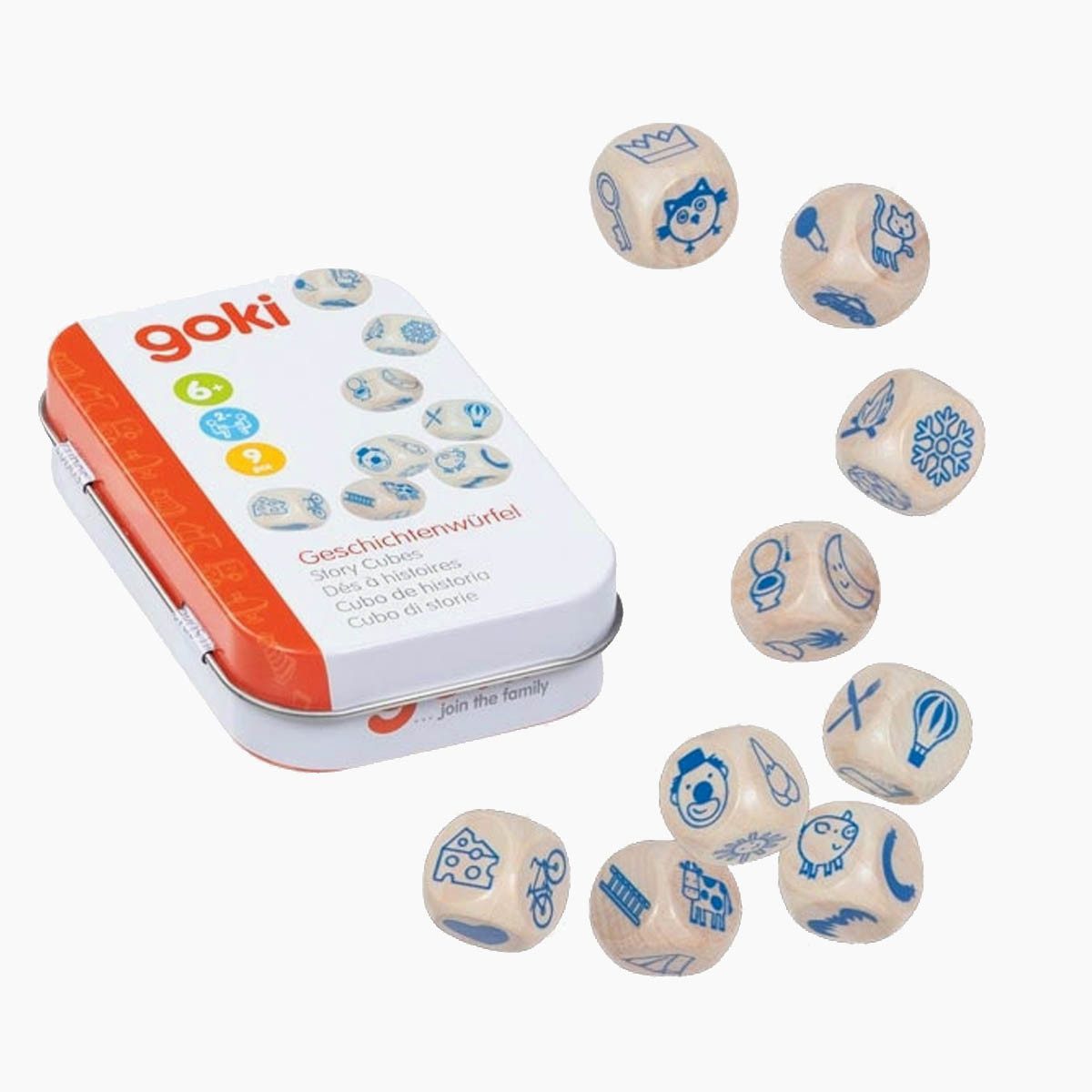 goki Spielesammlung Geschichtenwürfel in Blechdose, Geschichtenwürfel in Blechdose: Der Schlüssel zu einer Welt voller Fantasie, Geschichten erfinden leicht gemacht