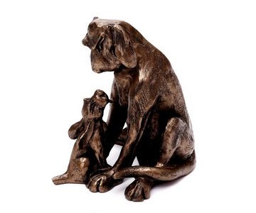 Brillibrum Dekofigur Hundefiguren Skulptur Kunstharz Bronzepulver Antik-Stil Handarbeit