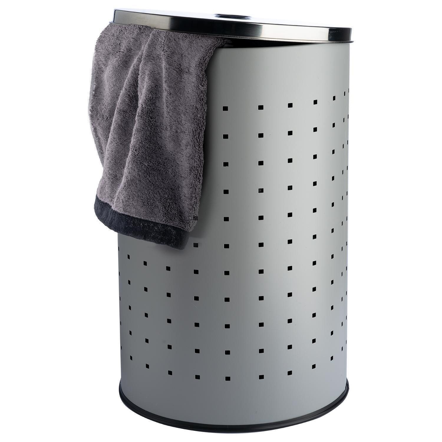 Home4You Wäschetonne Wäschesammler, 54 Liter Fassungsvermögen, Grau, Höhe 57,54 cm mit Belüftungslöchern – Bild 4 von 4