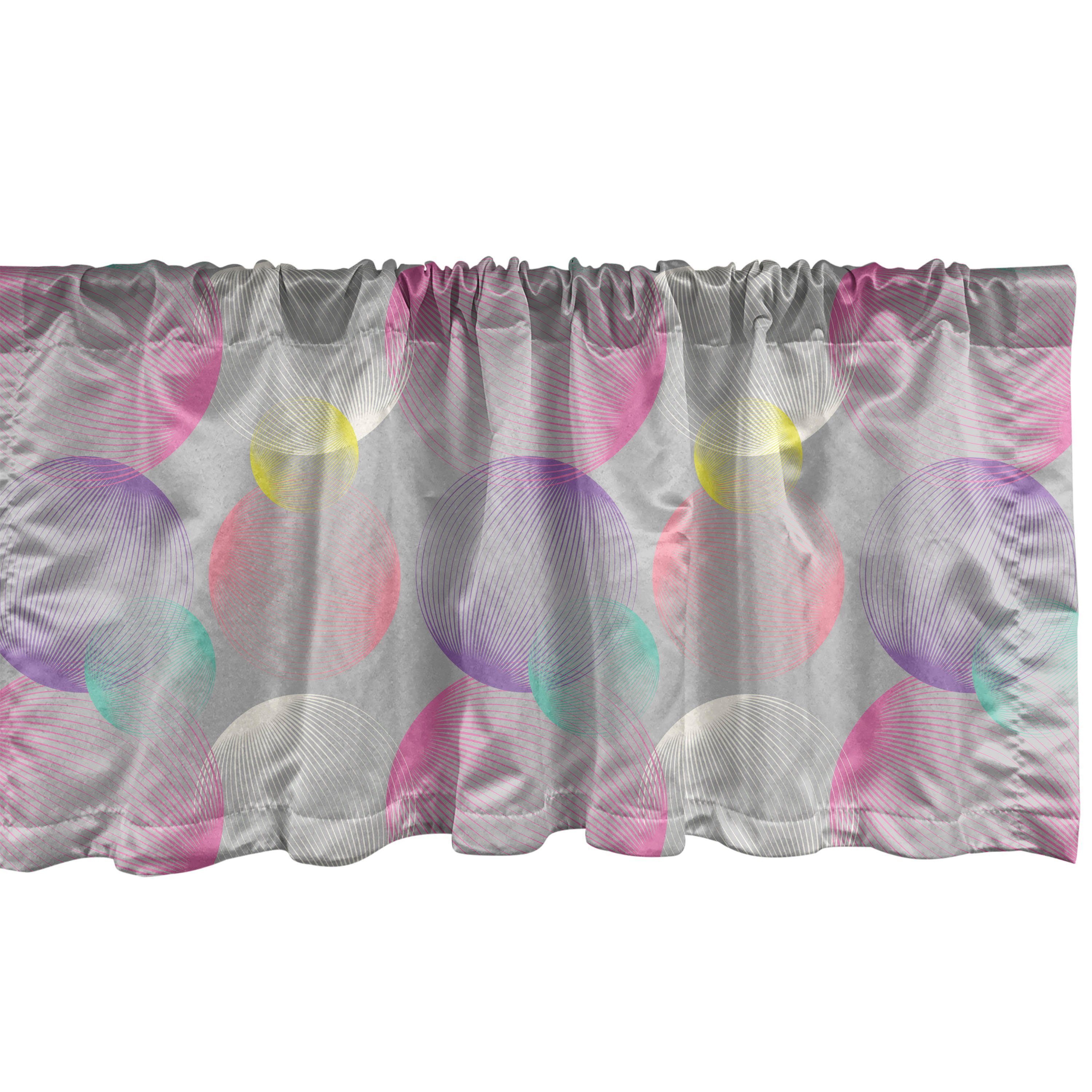 Scheibengardine Vorhang Volant für Küche Schlafzimmer Dekor mit Stangentasche, Abakuhaus, Microfaser, Abstrakt Luftblasen-Kreis