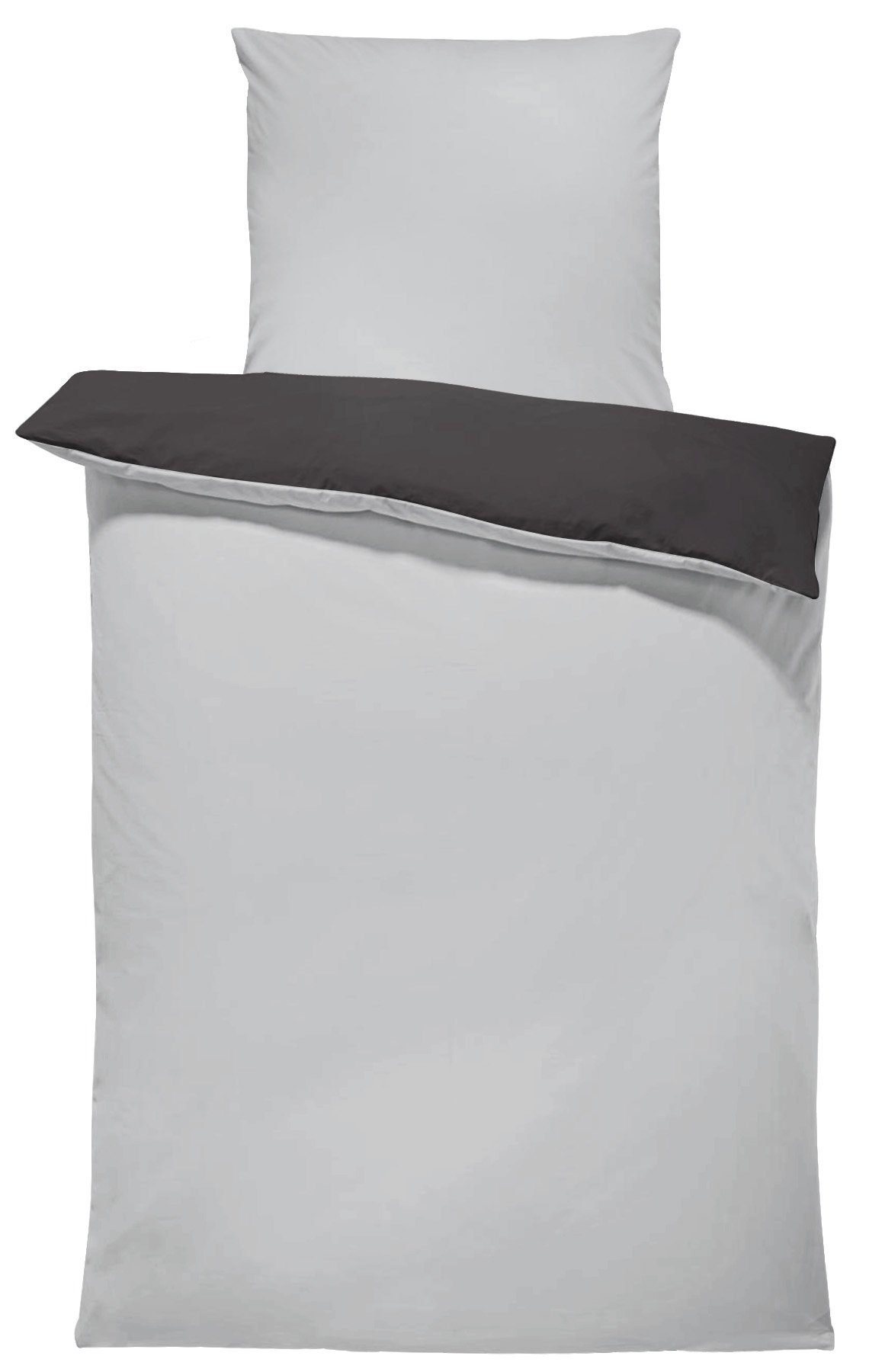 One Home Wendebettwäsche Doubleface, Mikrofaser, 2 teilig, grau / anthrazit günstig online kaufen