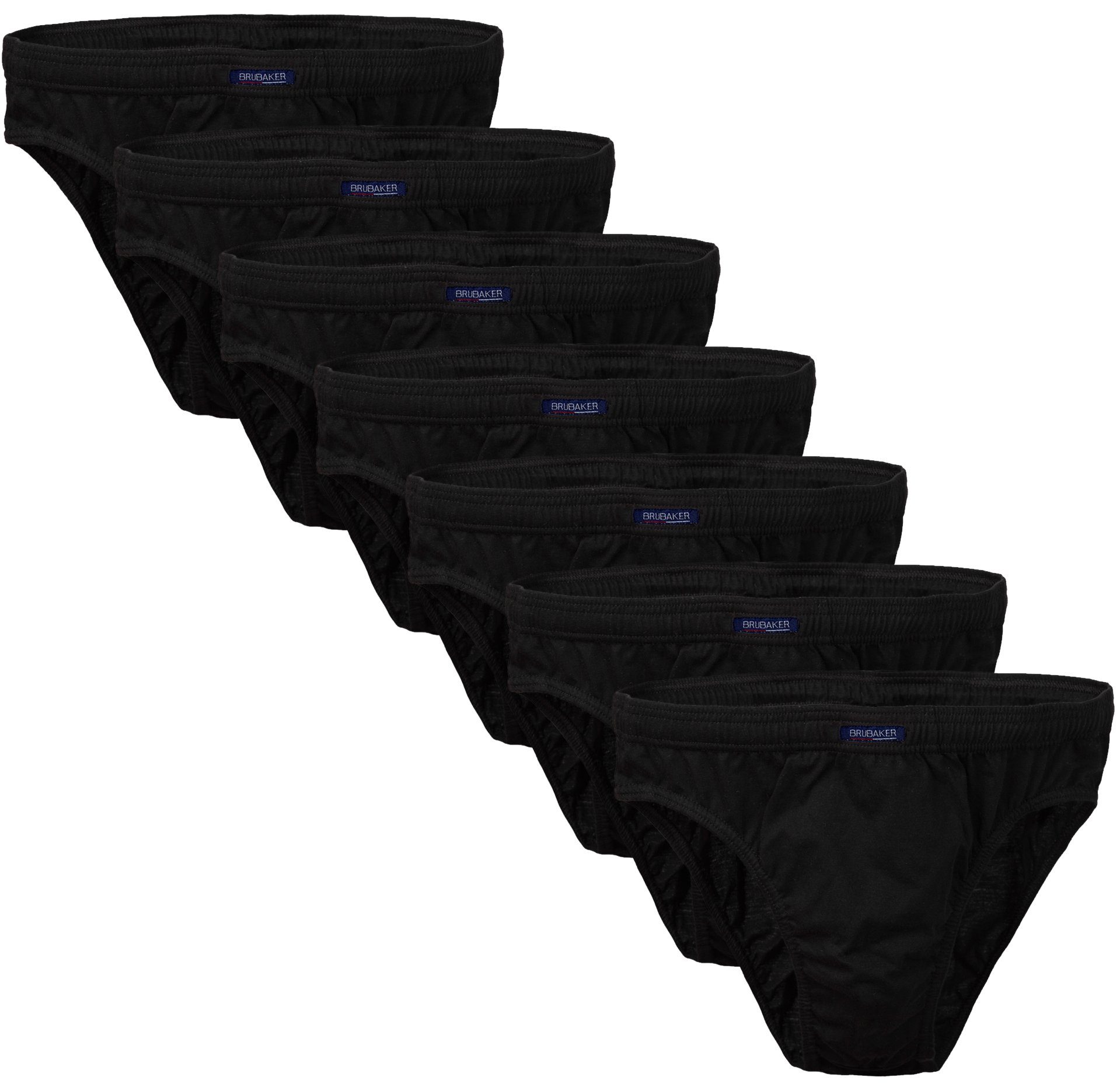 BRUBAKER Slip Herren Unterhose aus Baumwolle (Spar-Pack, 7-St., 7er-Pack) Großpackung Männer Unterwäsche, sehr bequeme Passform Schwarz