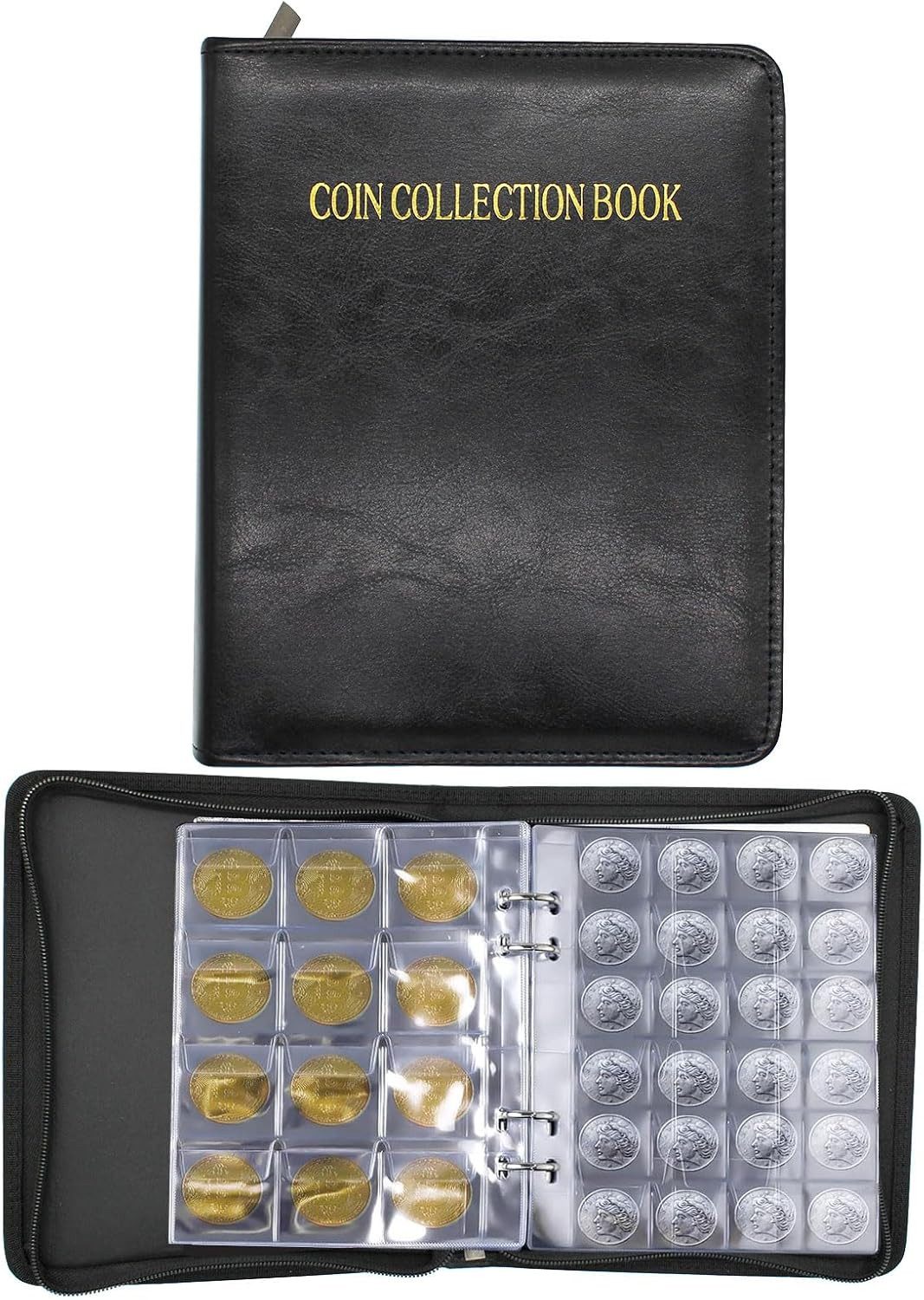FELIXLEO Schmuckset Münzalbum mit 480 Taschen in 2 Größen, sichere Aufbewahrung für Münzen (1-tlg)