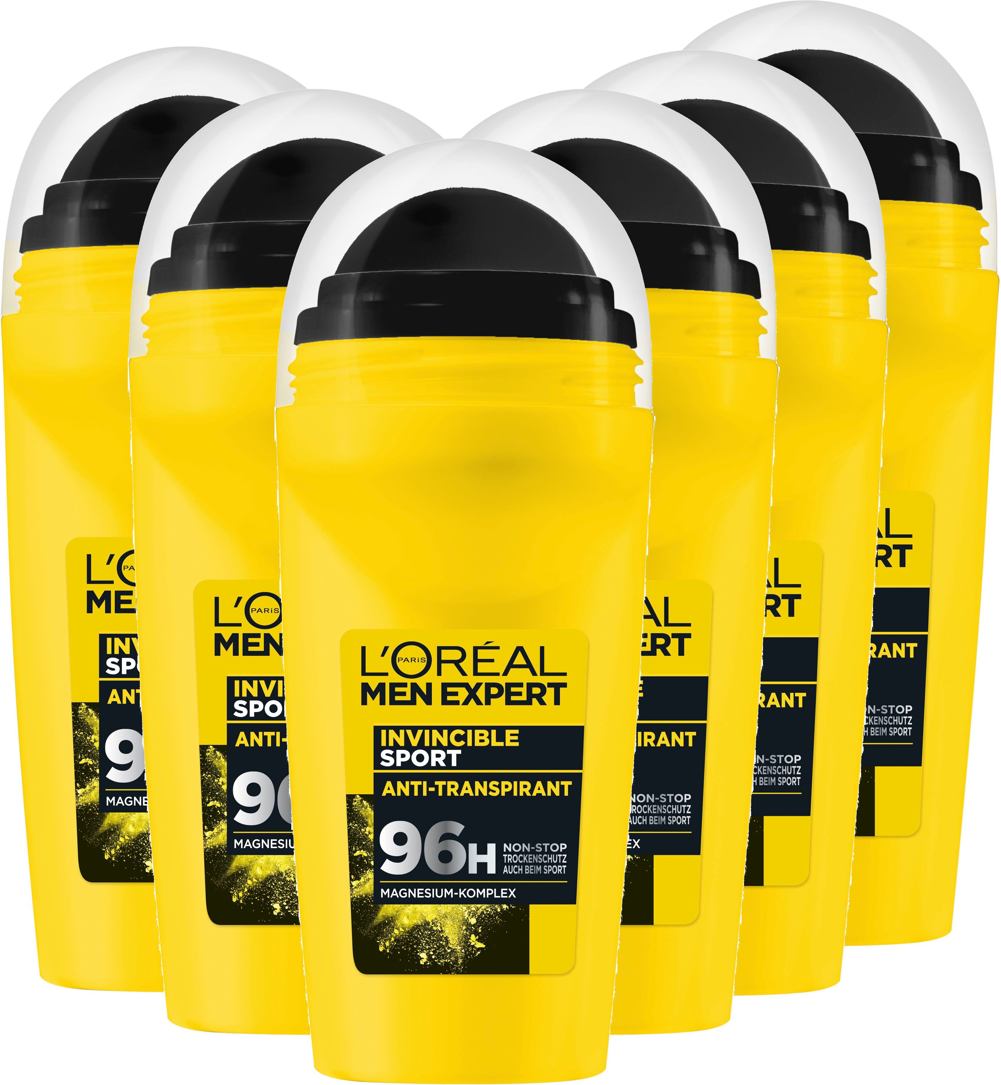 L'ORÉAL PARIS MEN EXPERT Roll-on Invincible Sport, Deo Packung, 6-tlg. Deo-Roller