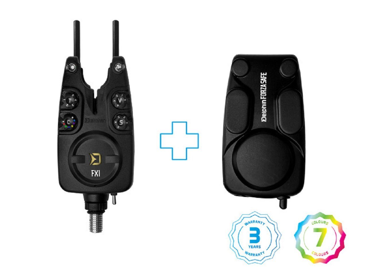 Delphin.sk elektronischer Bissanzeiger Bissanzeiger FX1 elektronisch 7 Farben mit Snag Ears + Schutzkappe, (1-St), Absolut Wasserdicht, mit Schutzkappe und 7 Farben frei Einstellbar