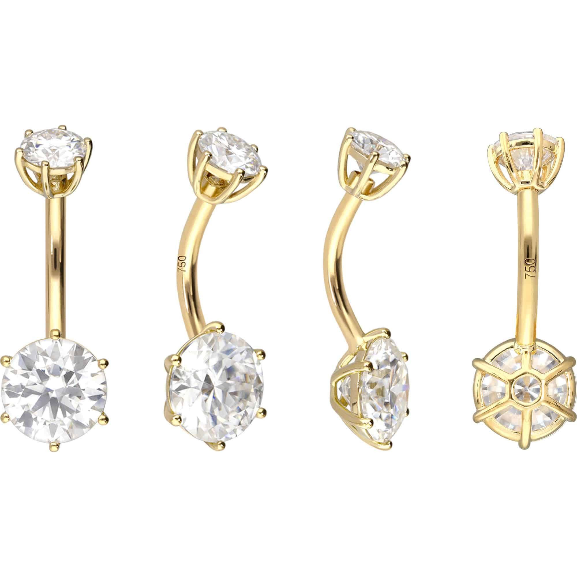 PIERCINGLINE Bauchnabelpiercing 14/18 Karat Gold Bananabell 2 MOISSANITE (Bananabells, 1-tlg)