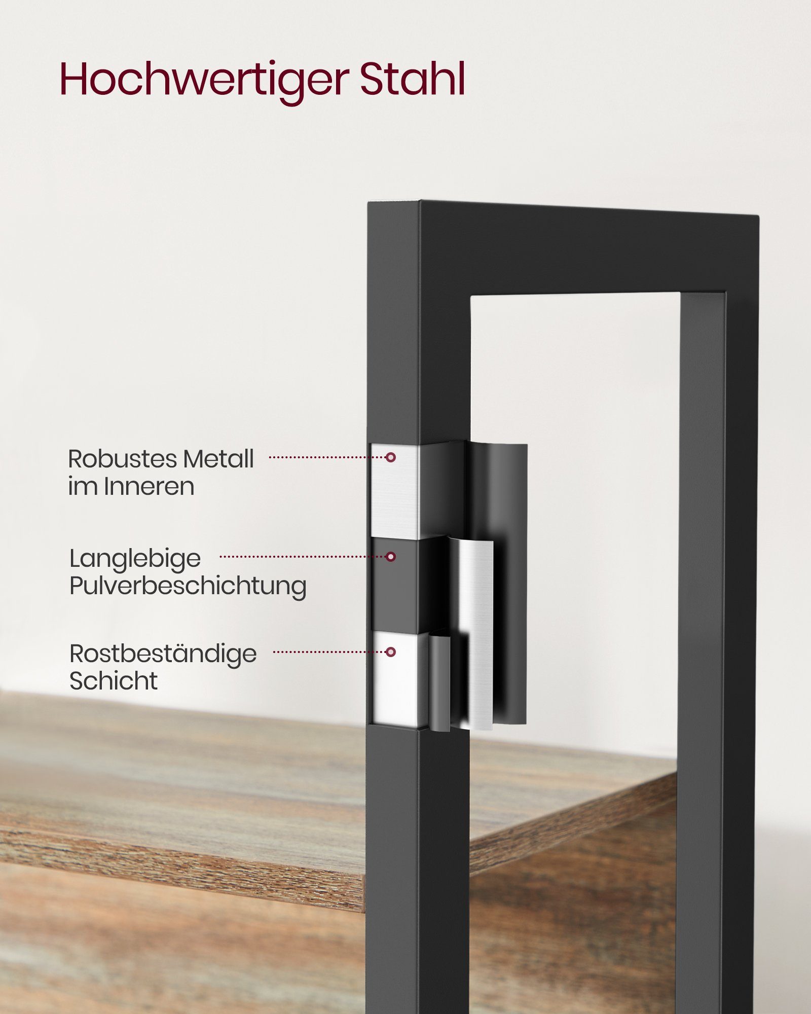 VASAGLE Bücherregal, mit 14 Ablagen, Regal mit Metallrahmen, für Wohnzimmer, Büro