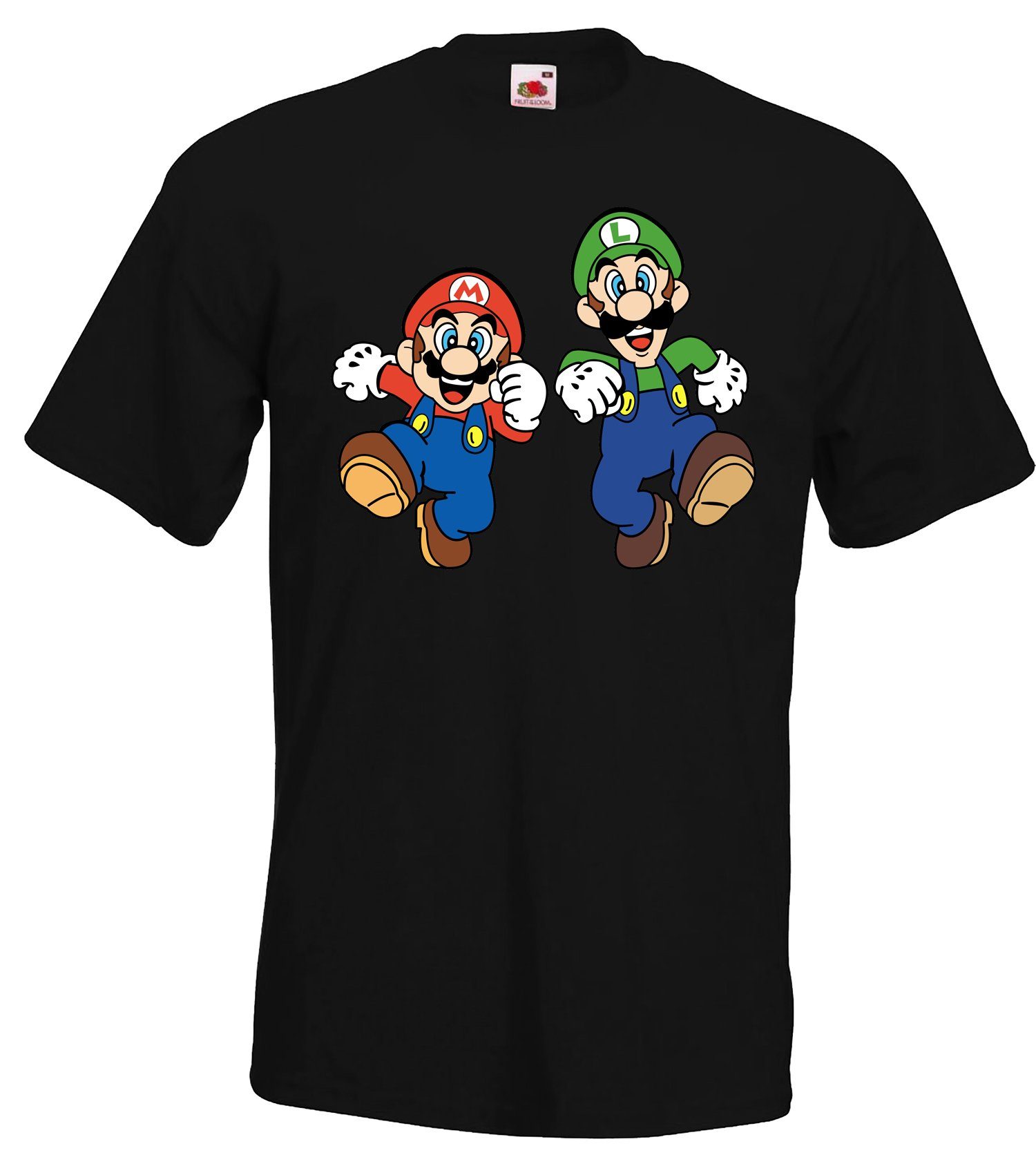 Youth Designz T-Shirt Mario & Frontprint T-Shirt mit Schwarz modischem Luigi Herren